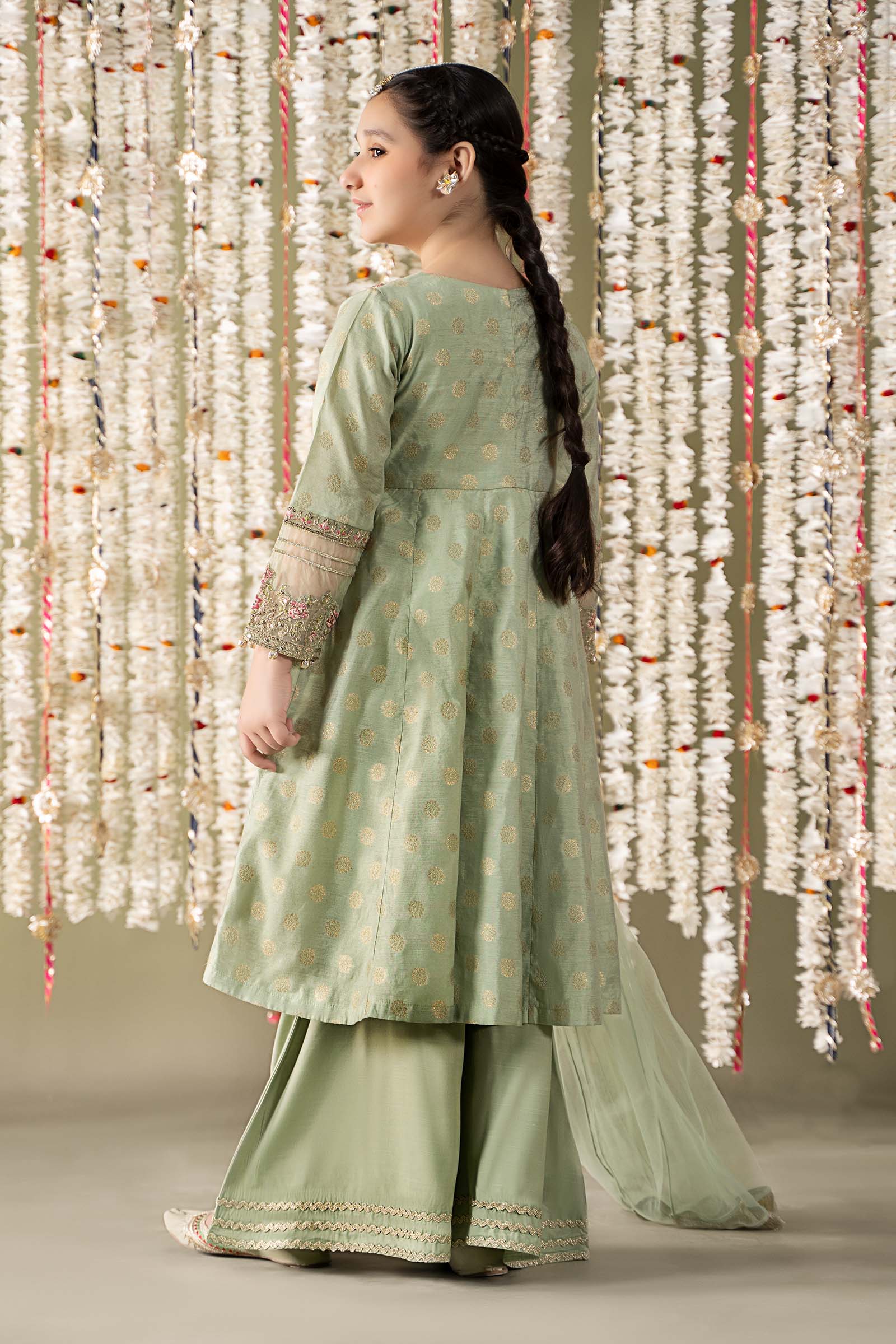 3 Piece Embroidered Cotton Lurex Suit - Image 6