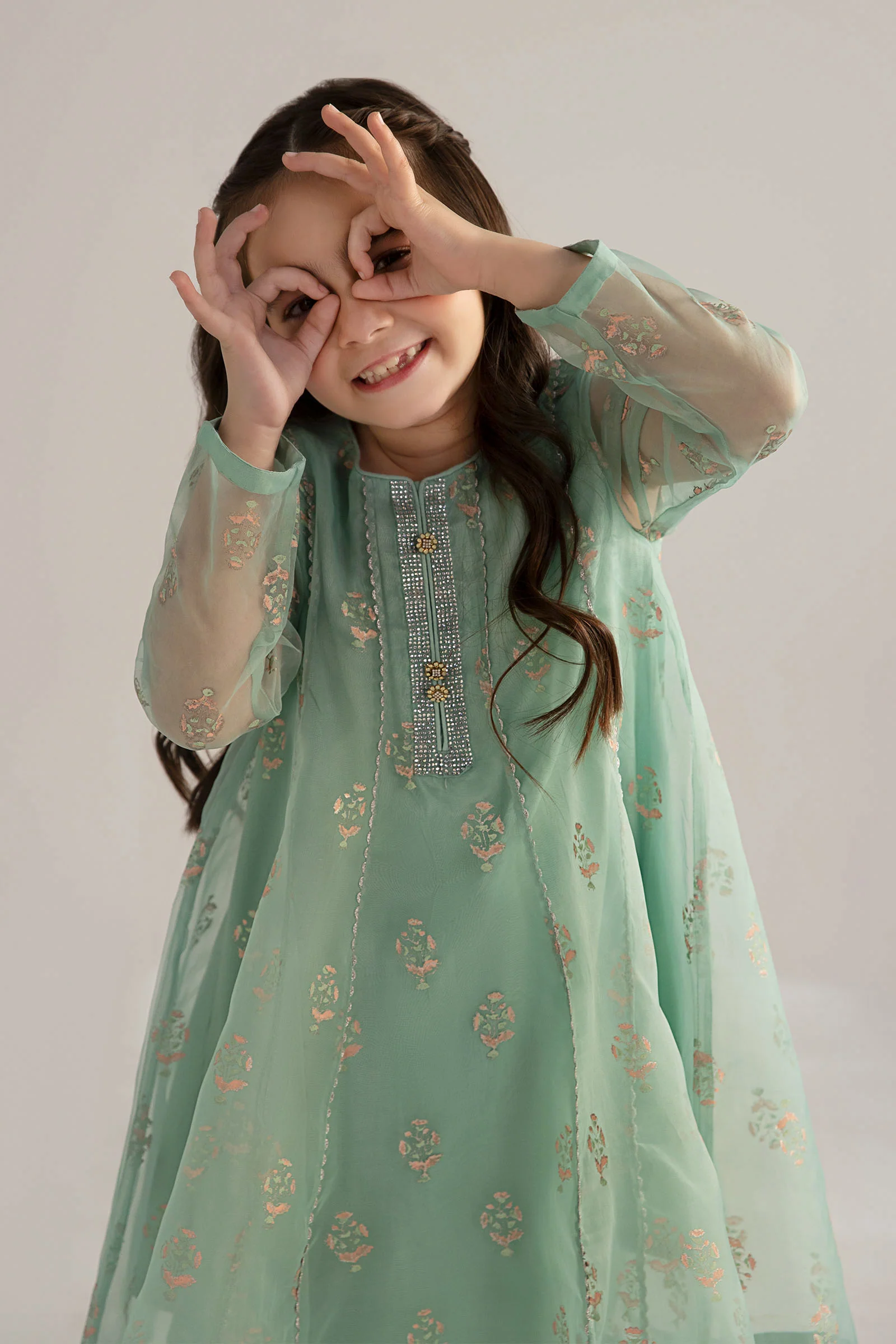 3 Piece Printed Poly Organza Suit - Image 2