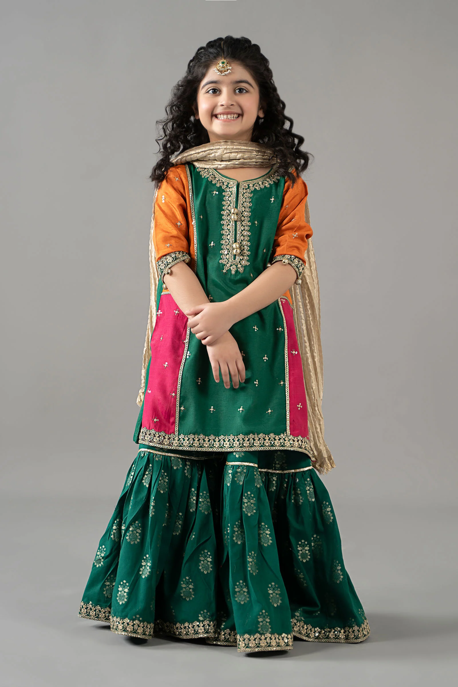 3 Piece Embroidered Raw Silk Suit