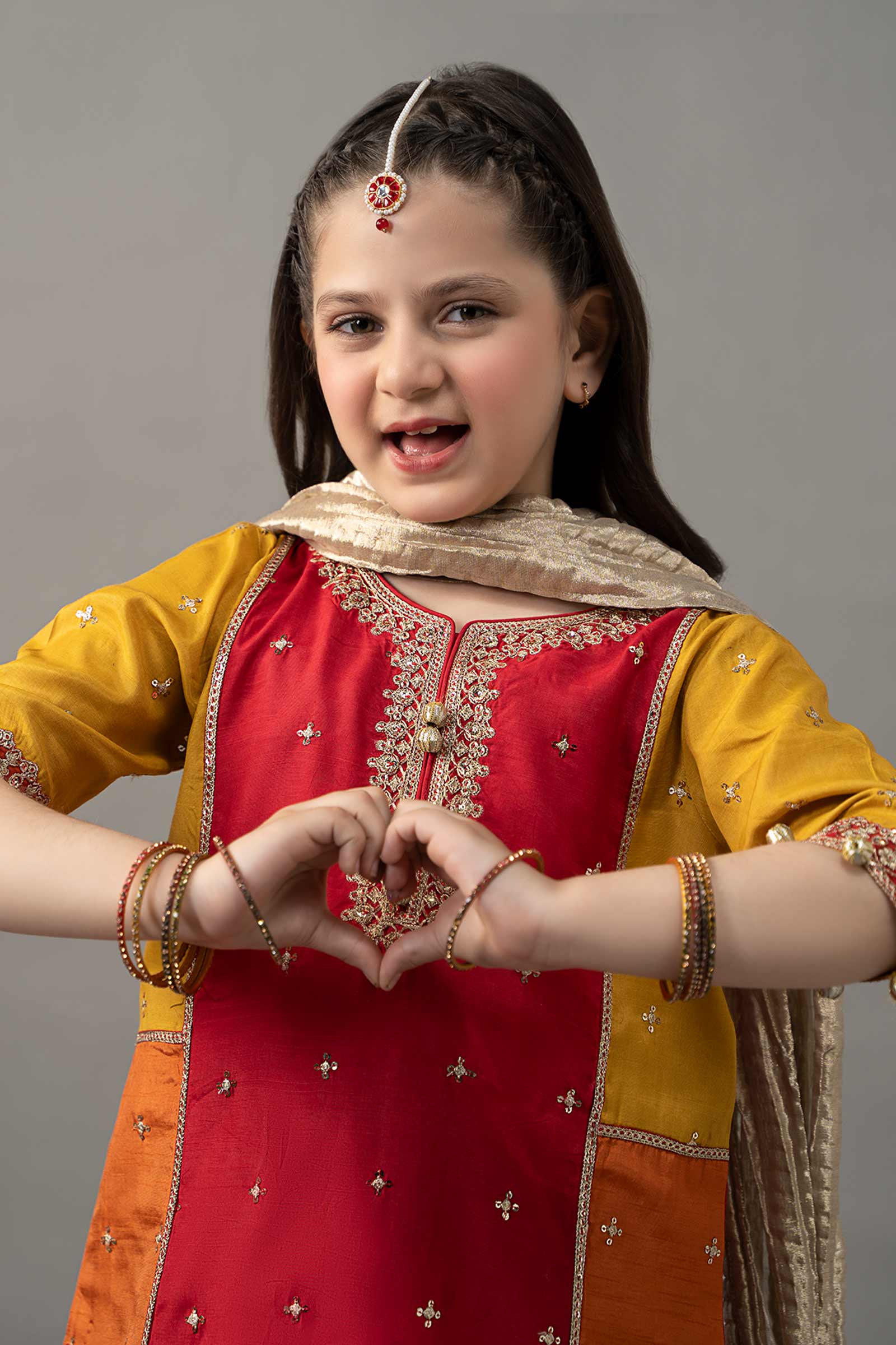 3 Piece Embroidered Raw Silk Suit - Image 2