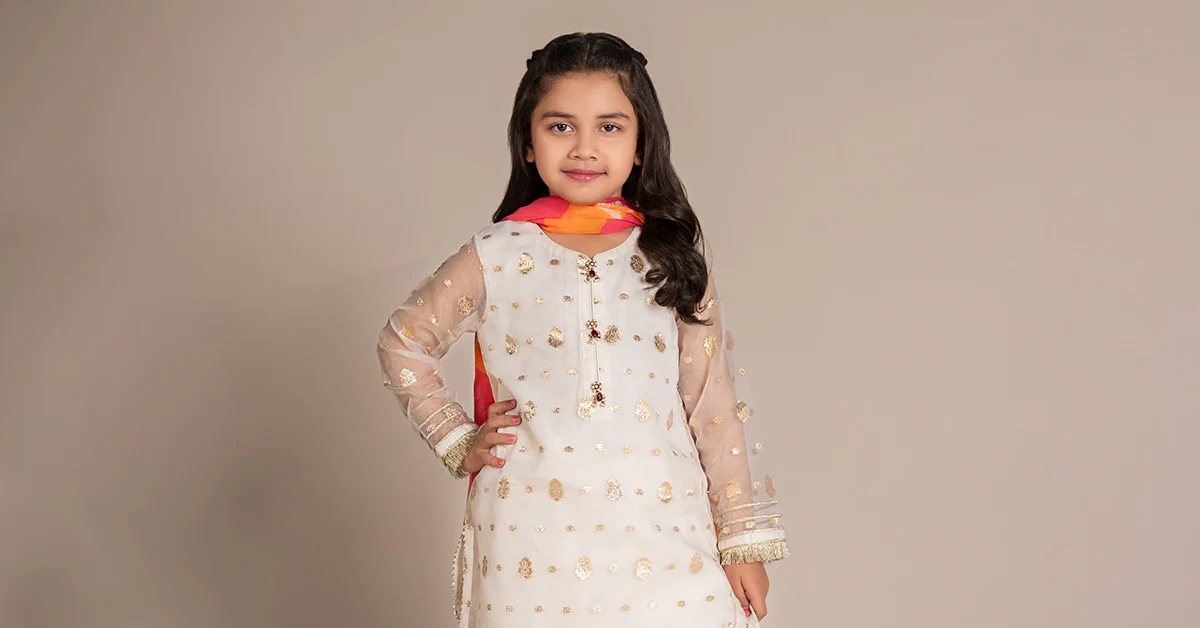 3 Piece Embroidered Organza Lurex Suit - Image 6