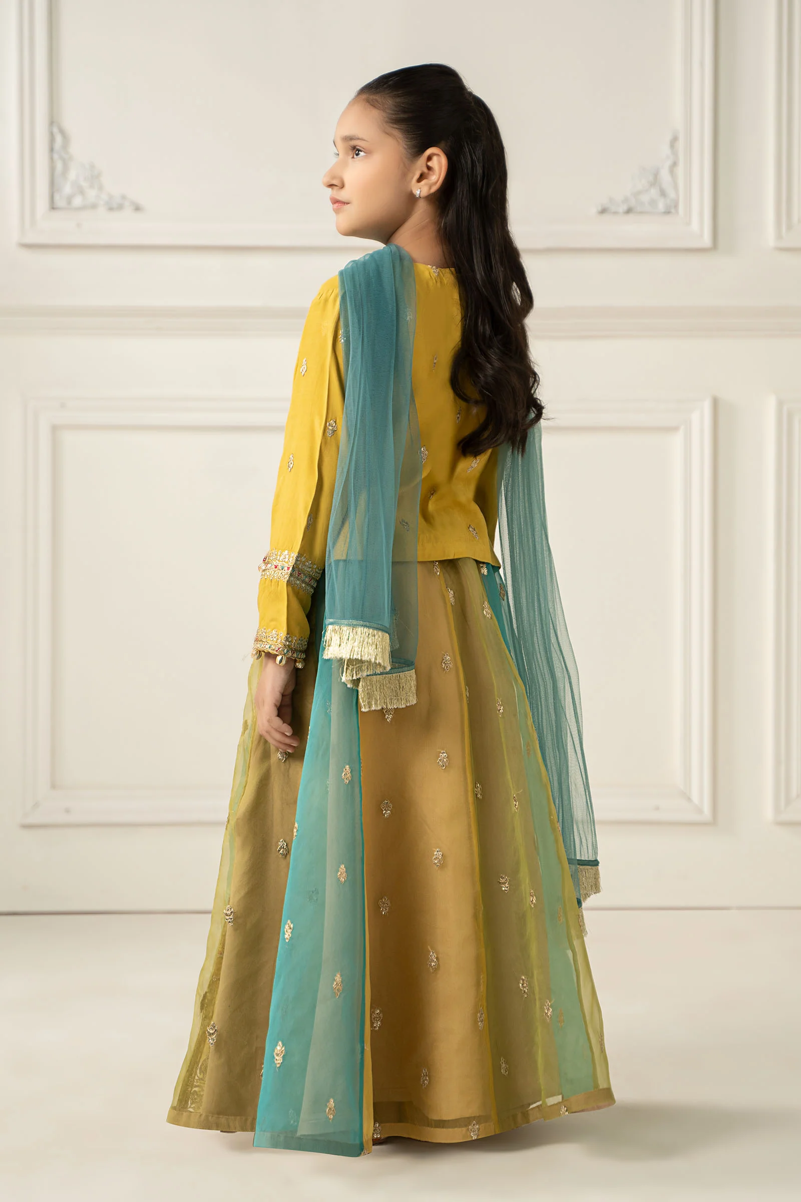 3 Piece Embroidered Raw Silk Suit - Image 6