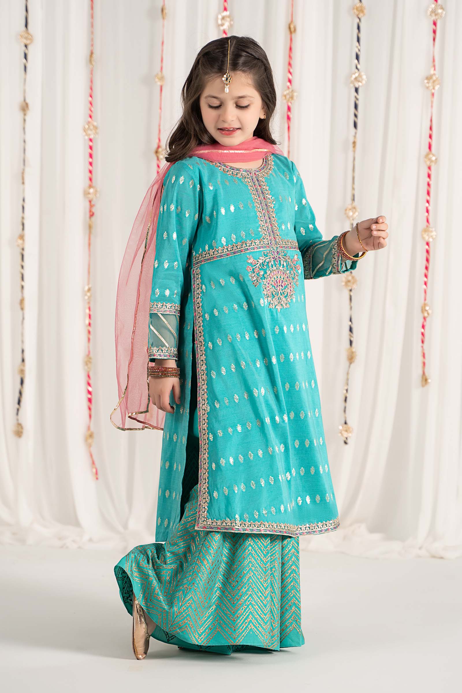 3 Piece Embroidered Raw Silk Suit - Image 8