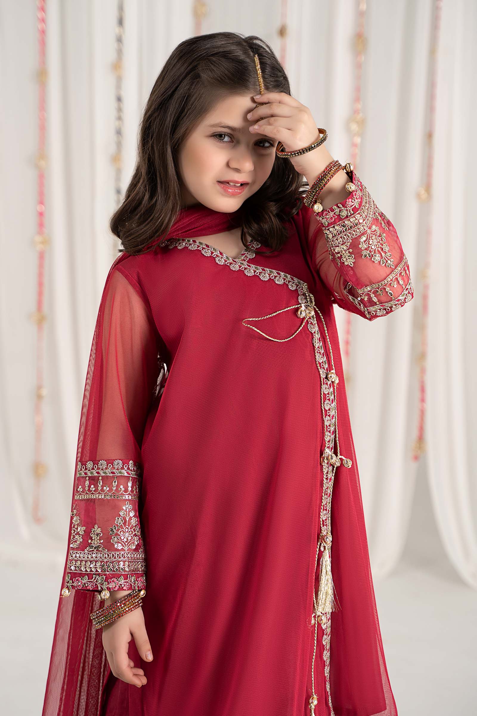 3 Piece Embroidered Polyester Net Suit - Image 2