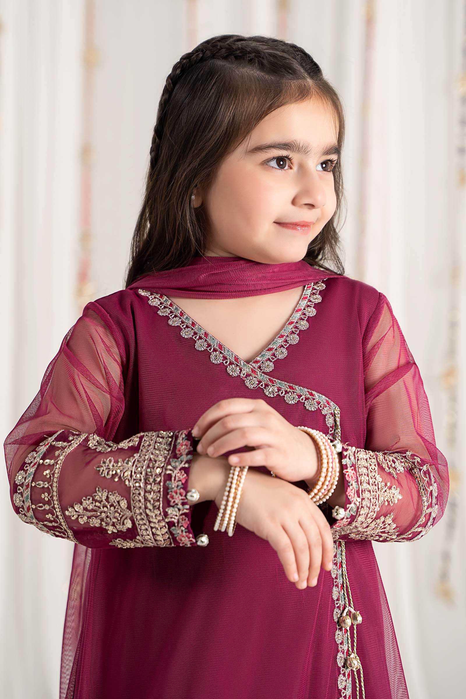 3 Piece Embroidered Polyester Net Suit - Image 3