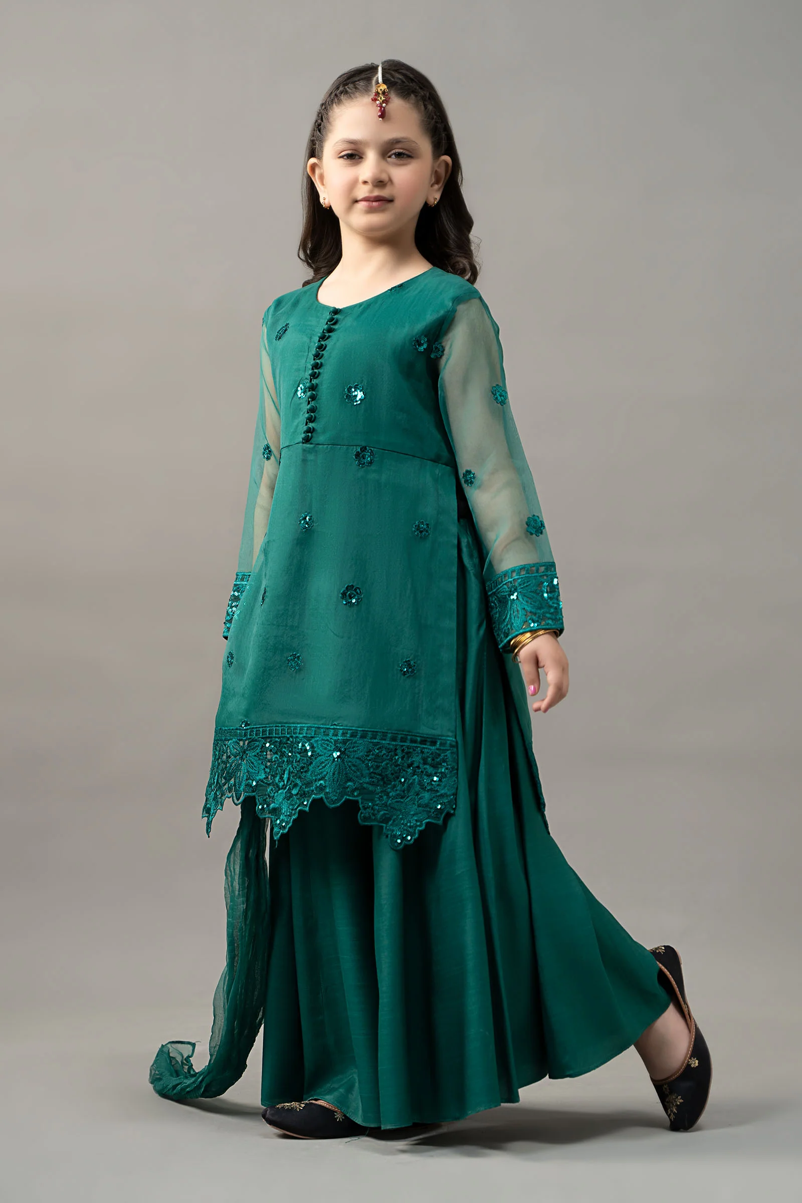 3 Piece Embroidered Organza Suit - Image 4