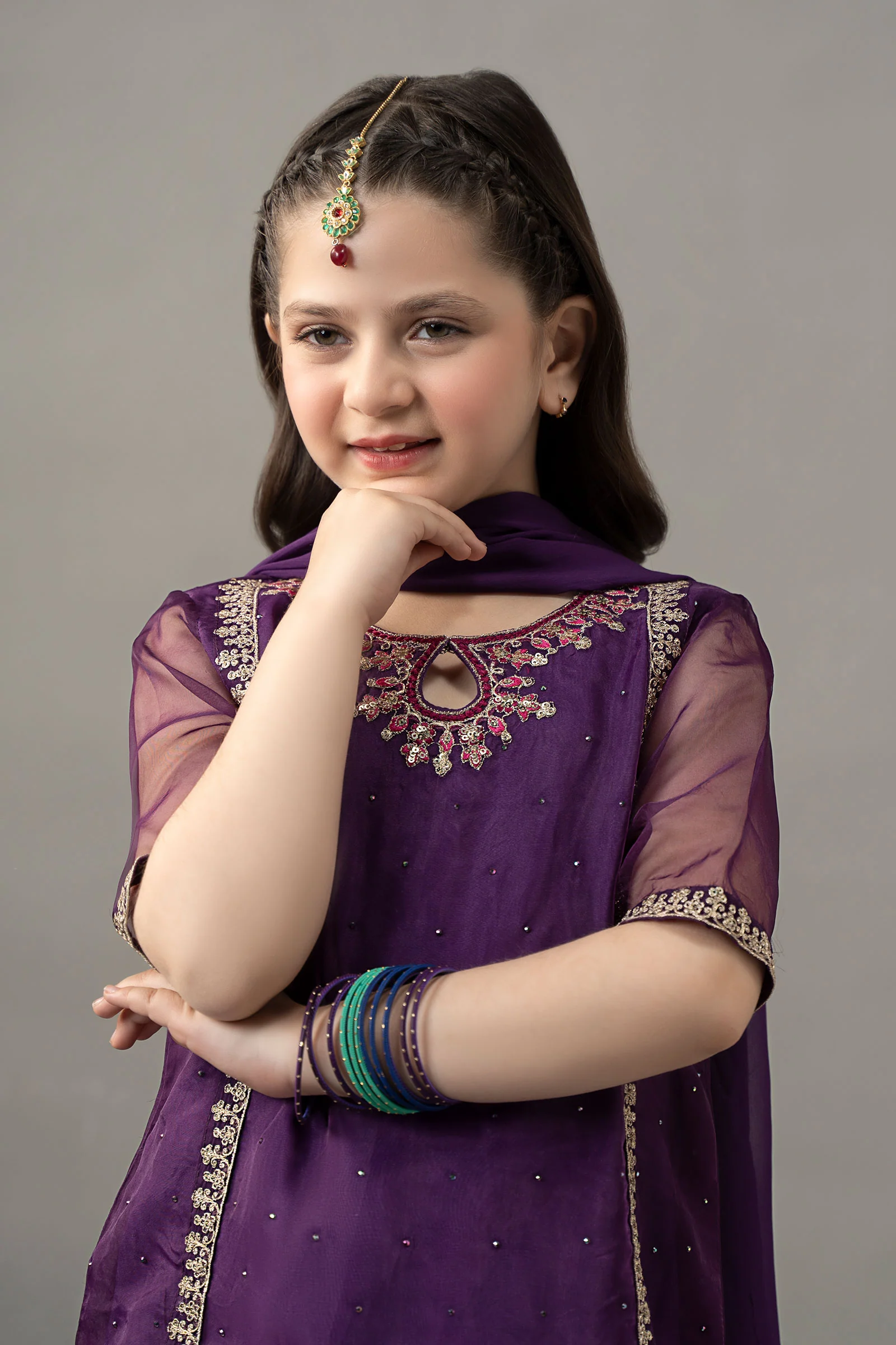 3 Piece Embroidered Raw Silk Suit - Image 2