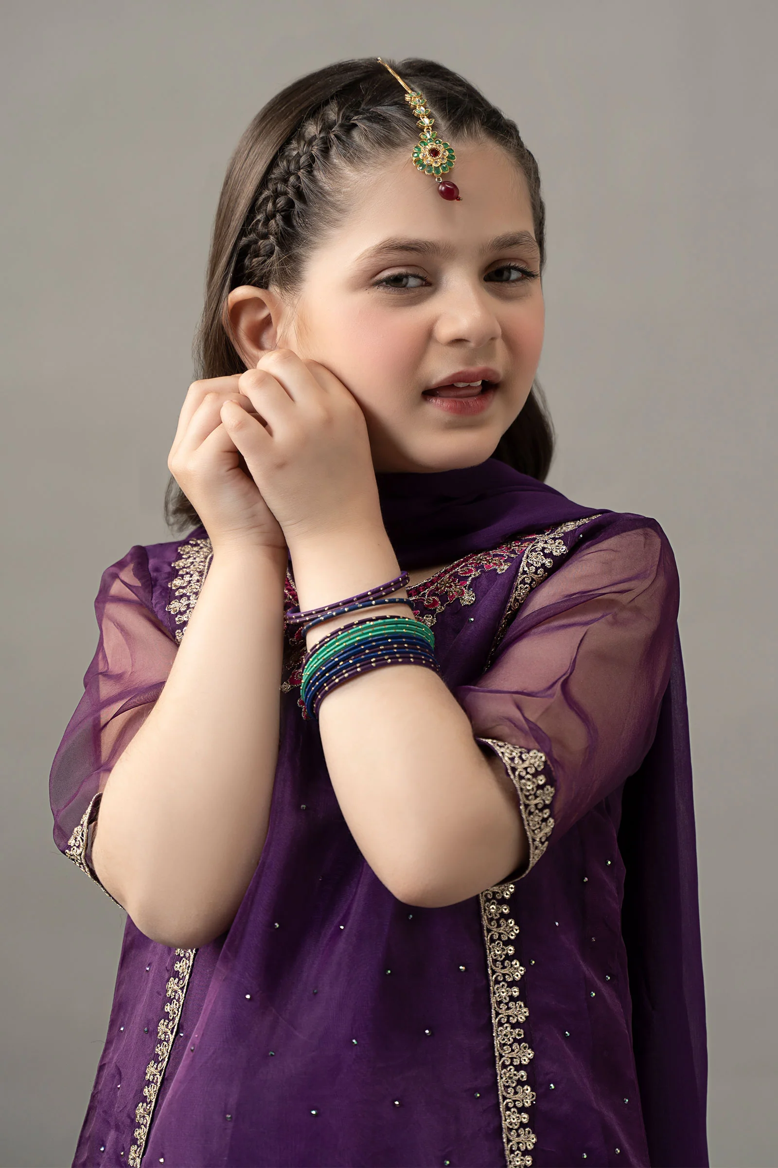 3 Piece Embroidered Raw Silk Suit - Image 3