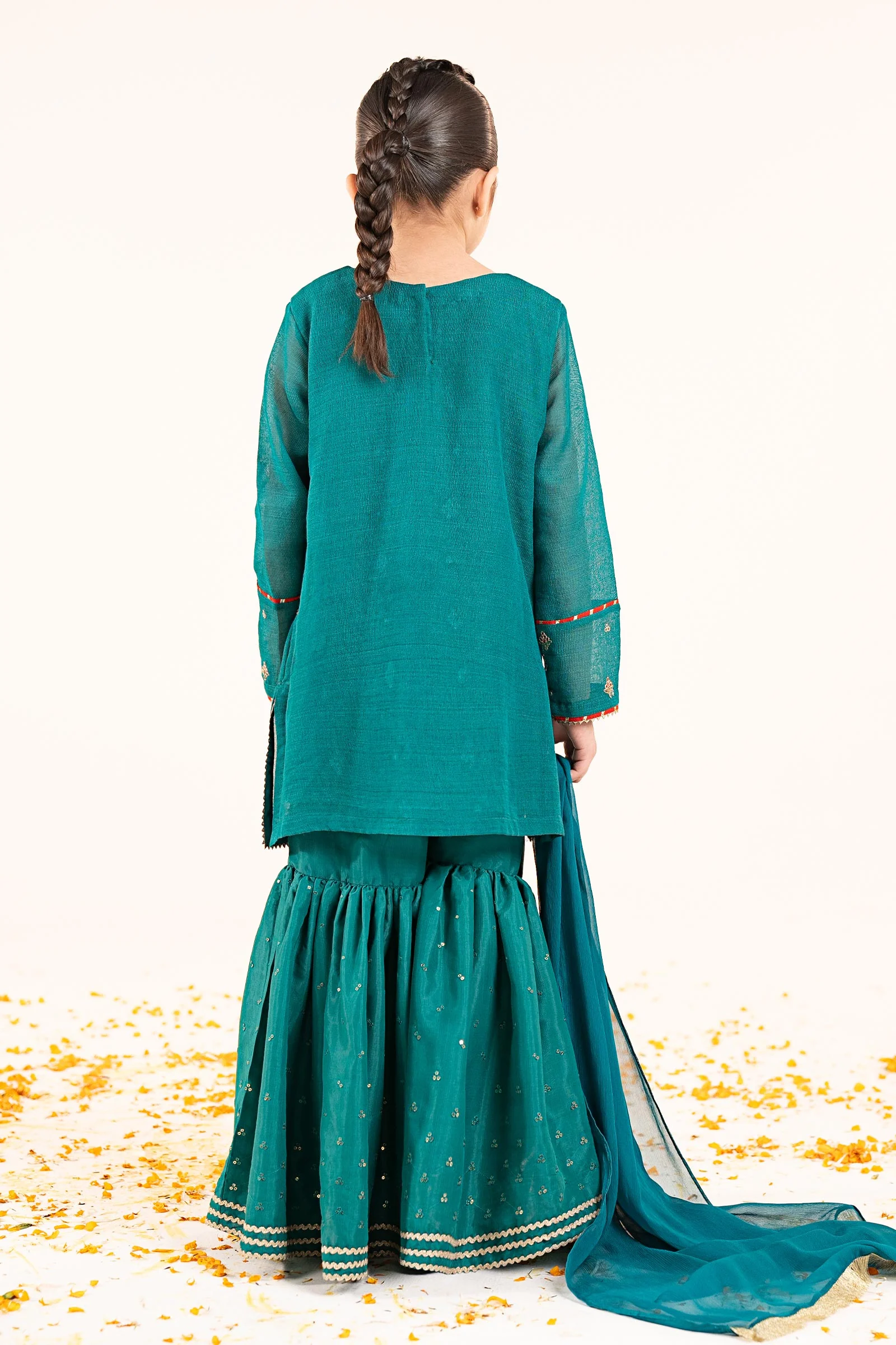 3 Piece Embroidered Cotton Net Suit - Image 7