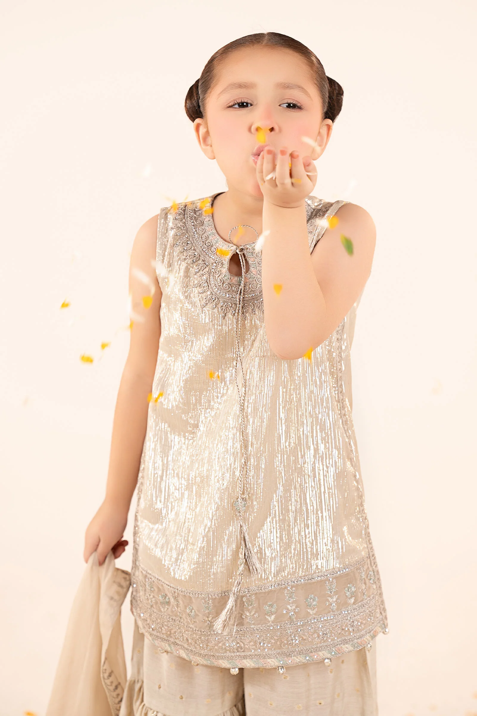 3 Piece Embroidered Shimmer Silk Suit
