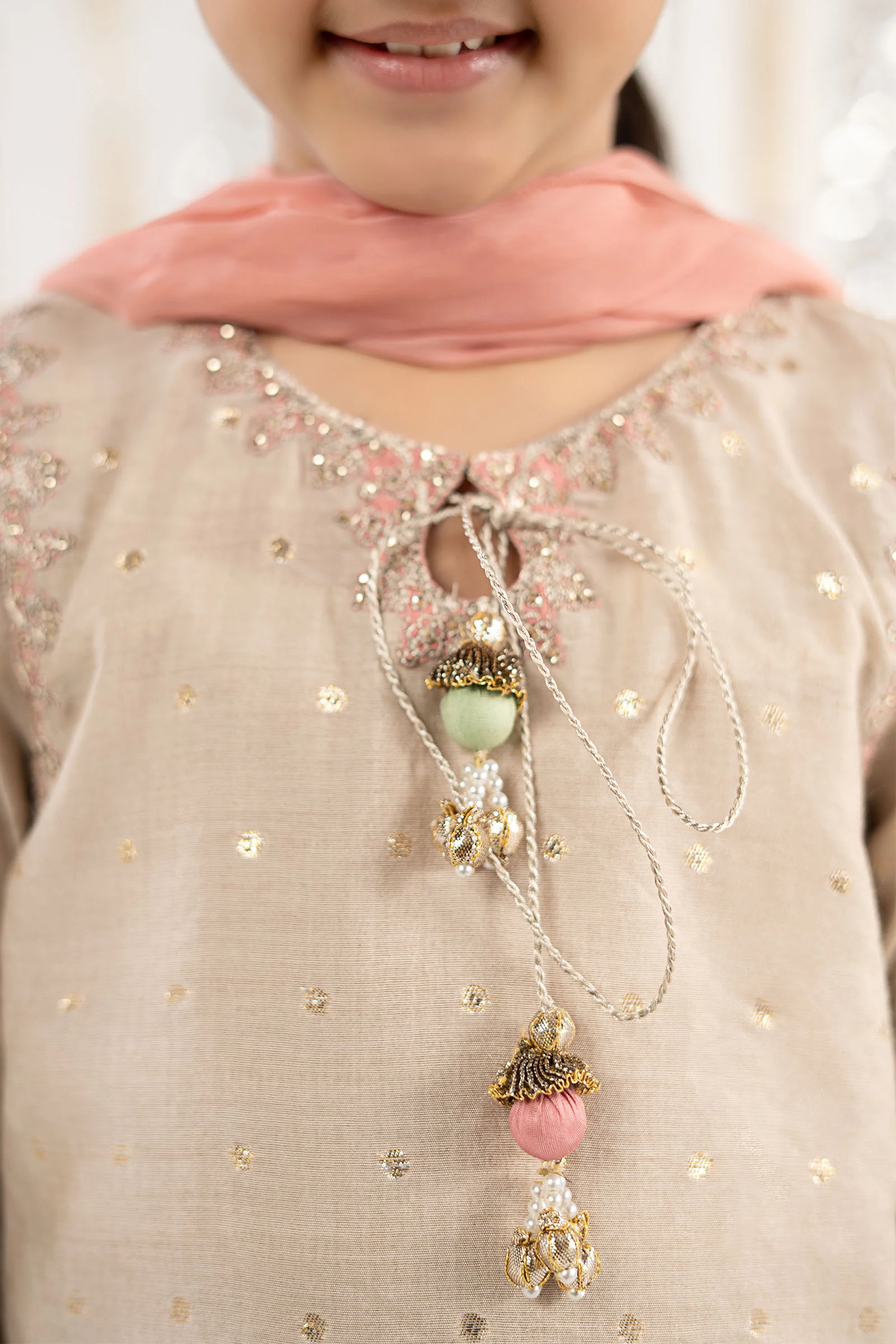 3 Piece Embroidered Lurex Jacquard Suit - Image 3