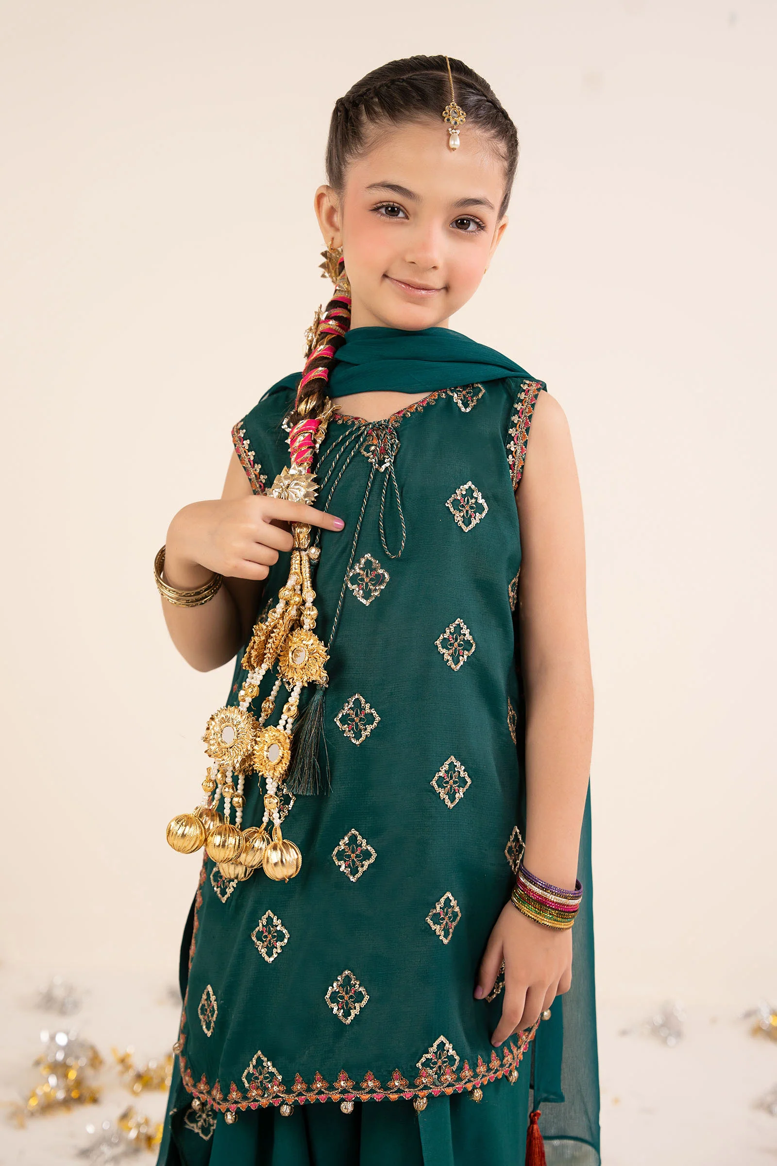3 Piece Embroidered Raw Silk Suit - Image 2