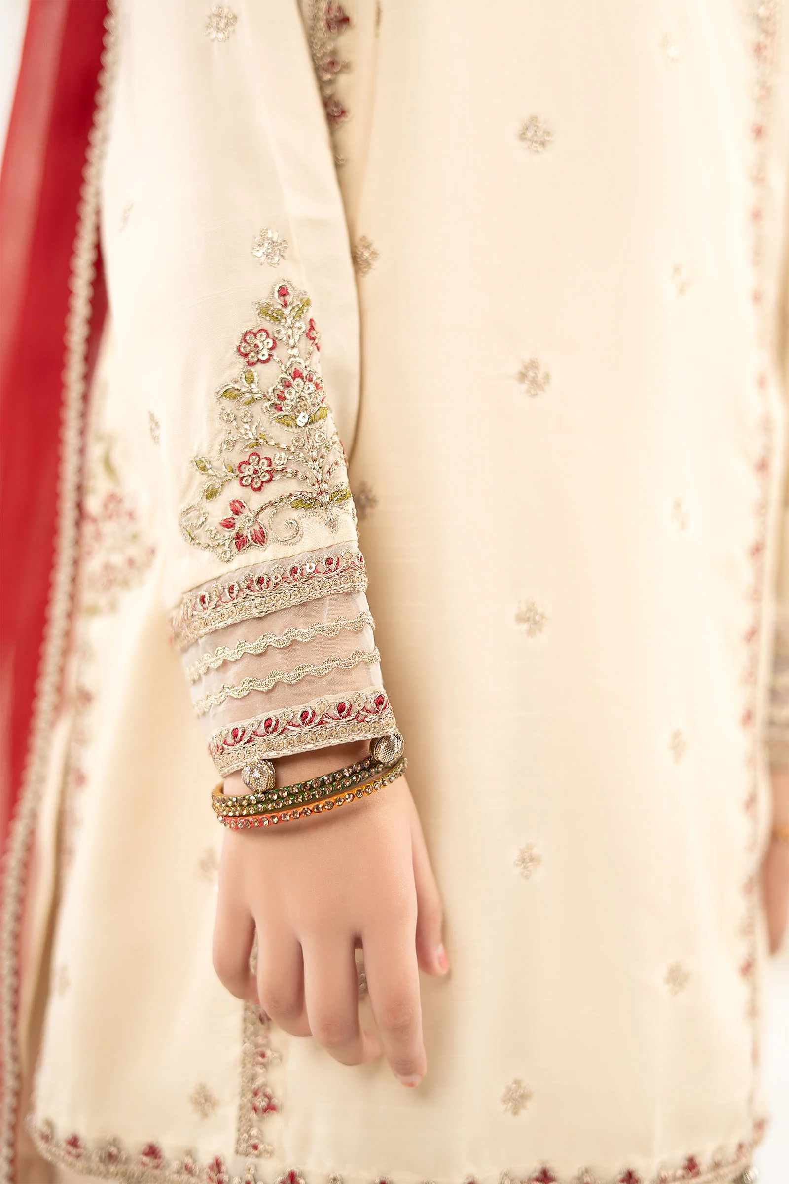 3 Piece Embroidered Raw Silk Suit - Image 5
