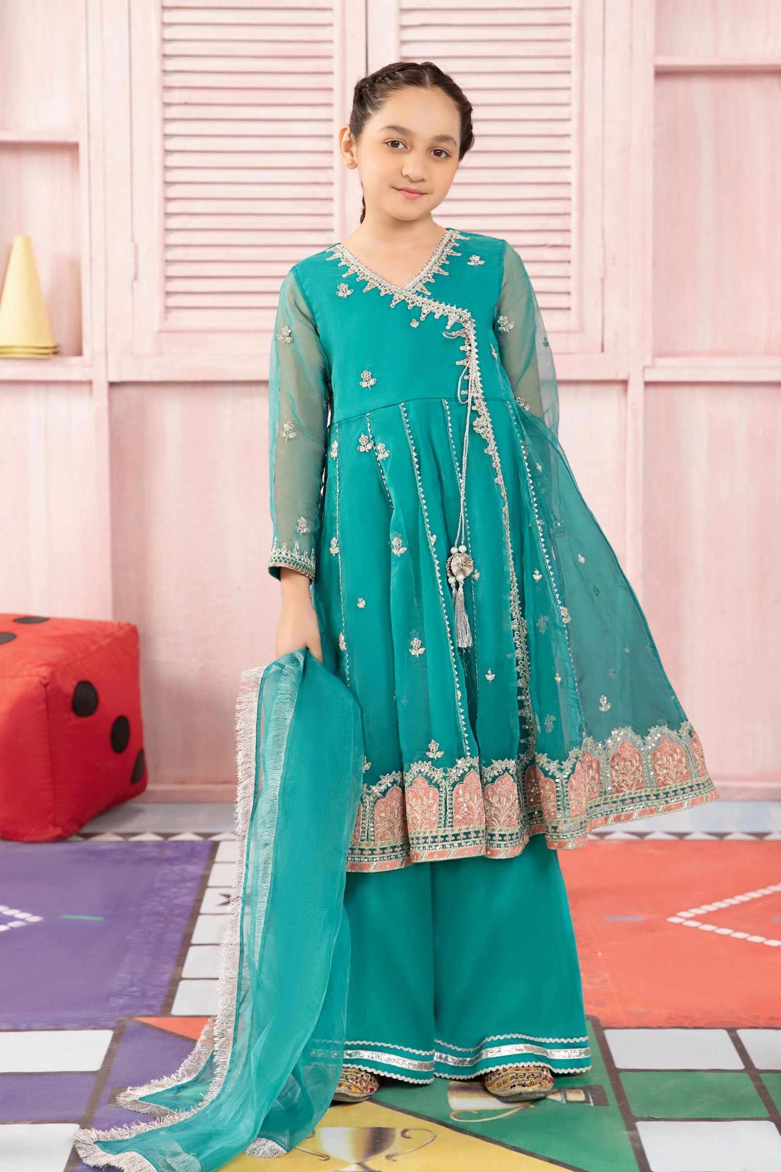 3 Piece Embroidered Organza Suit