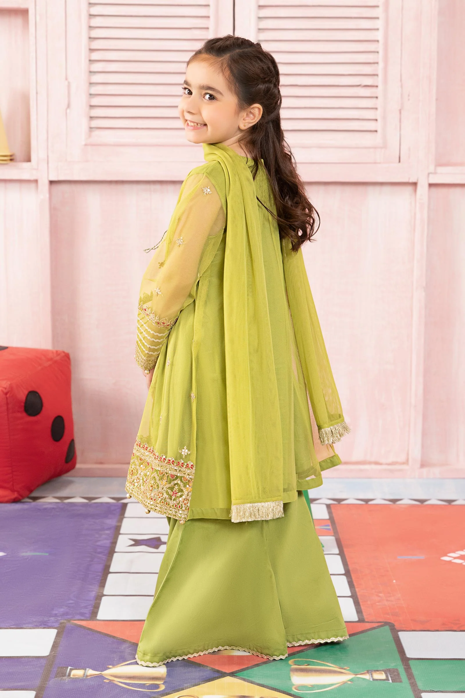 3 Piece Embroidered Net Suit - Image 6