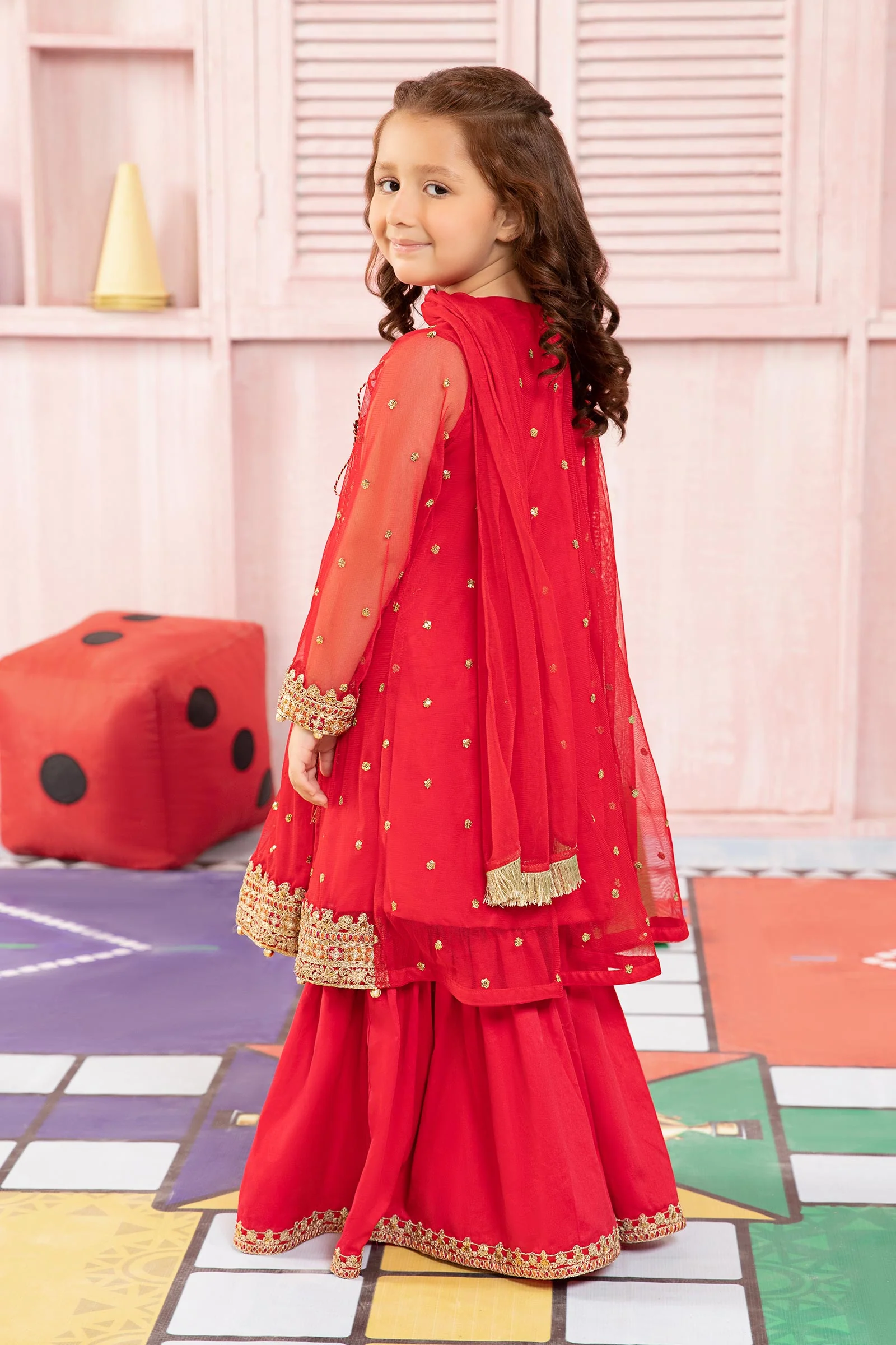 3 Piece Embroidered Net Suit - Image 6
