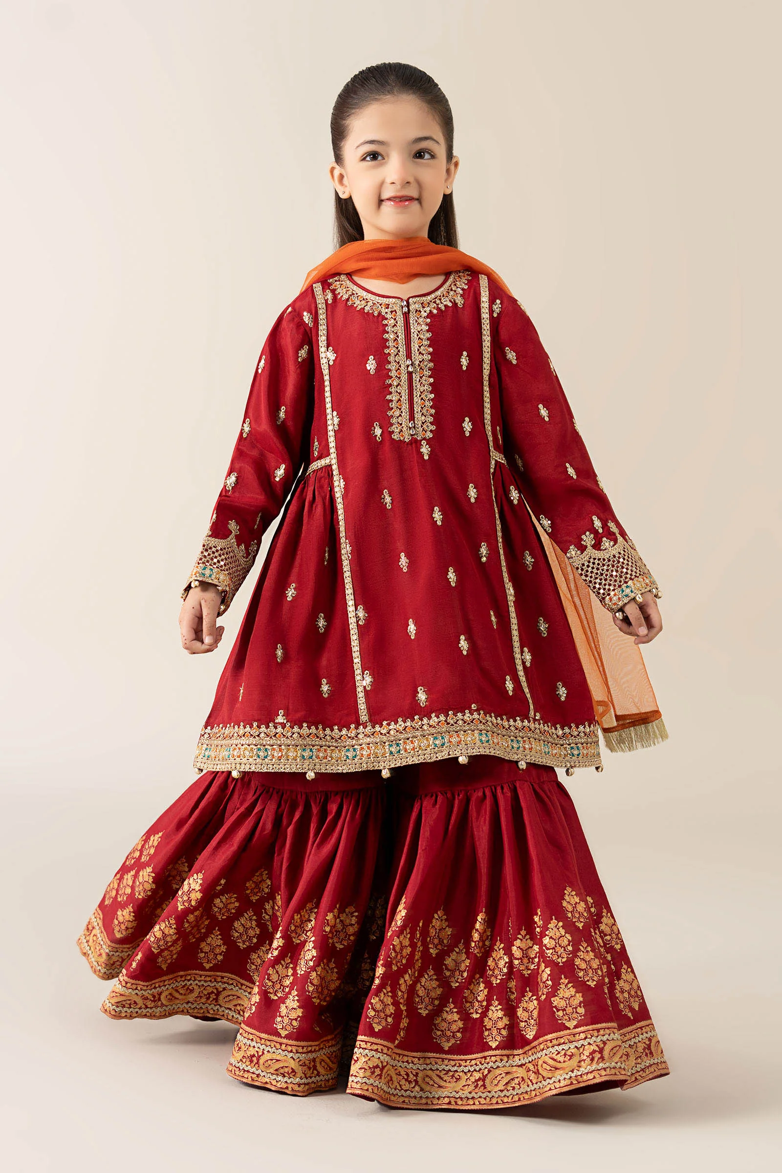 3 Piece Embroidered PK Raw Silk Suit