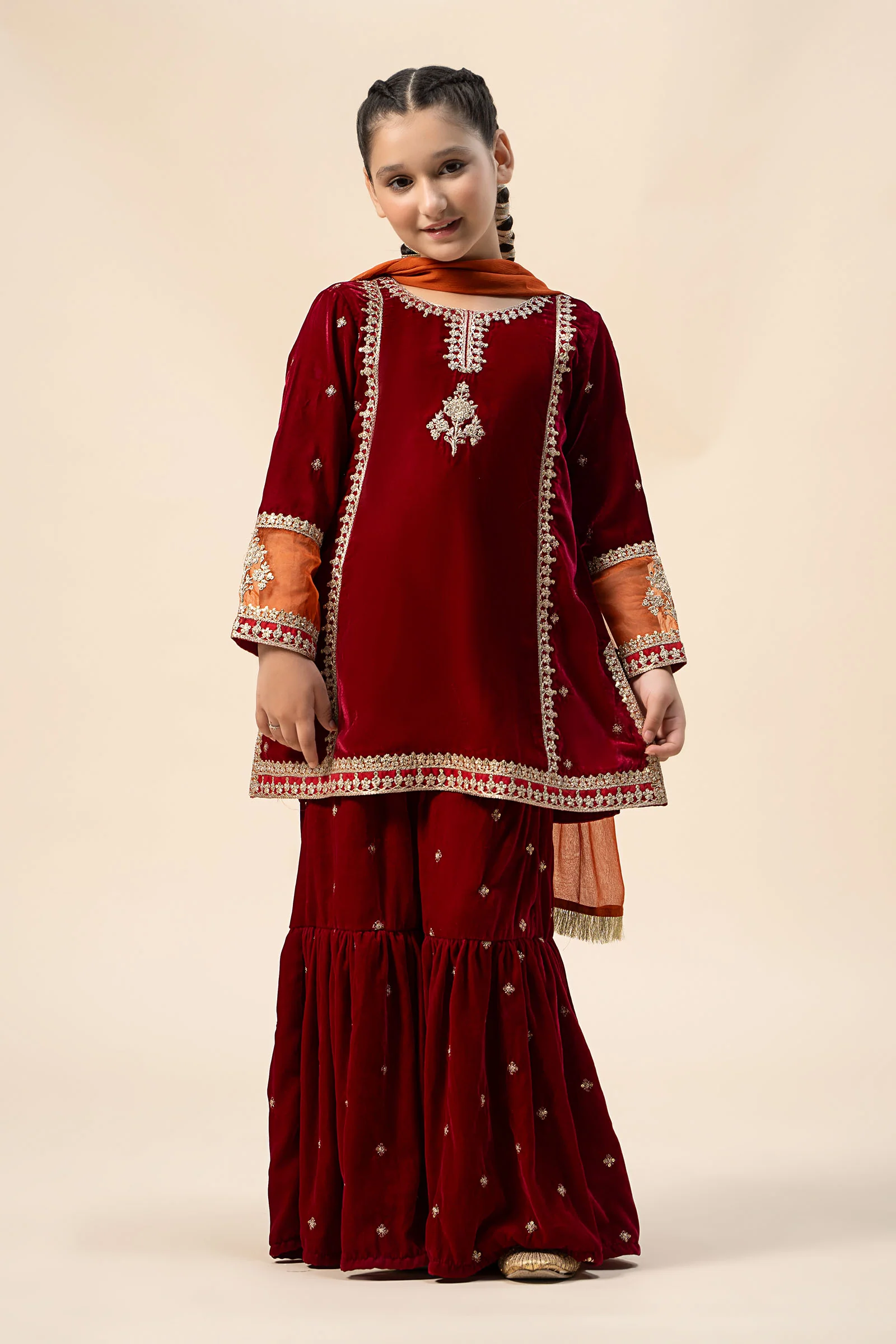 3 Piece Embroidered Velvet Suit
