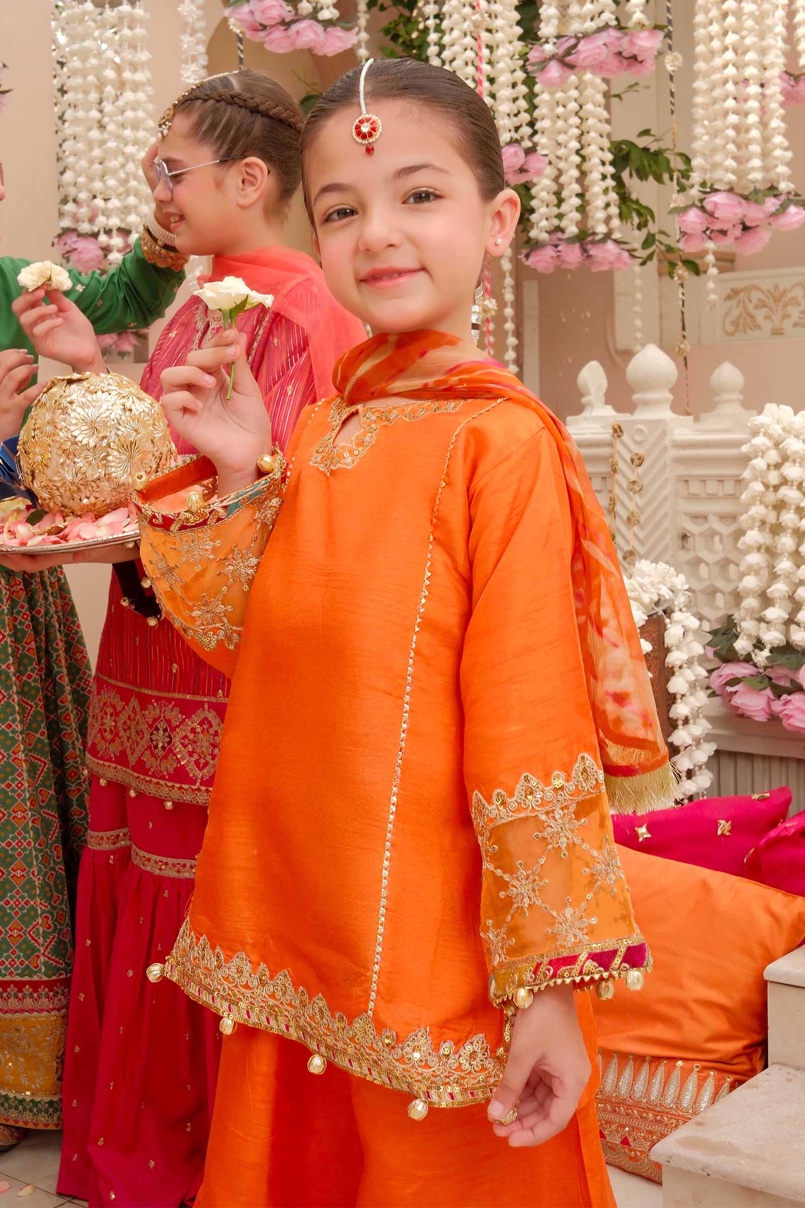 3 Piece Embroidered Raw Silk Suit - Image 3