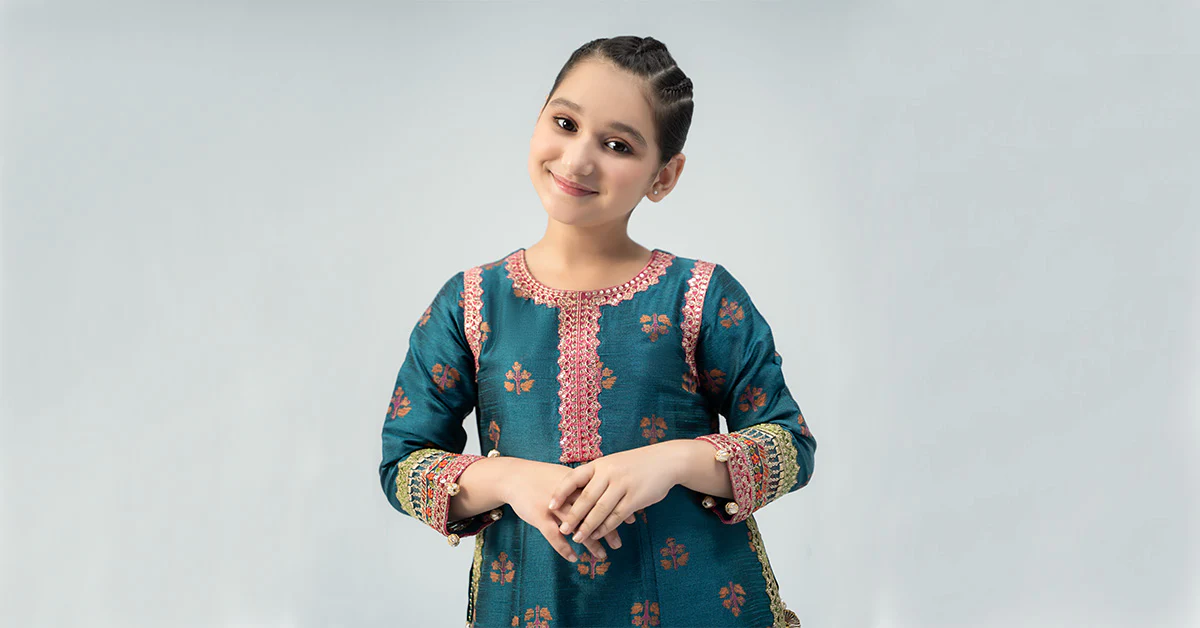 3 Piece Embroidered Raw Silk Suit - Image 7