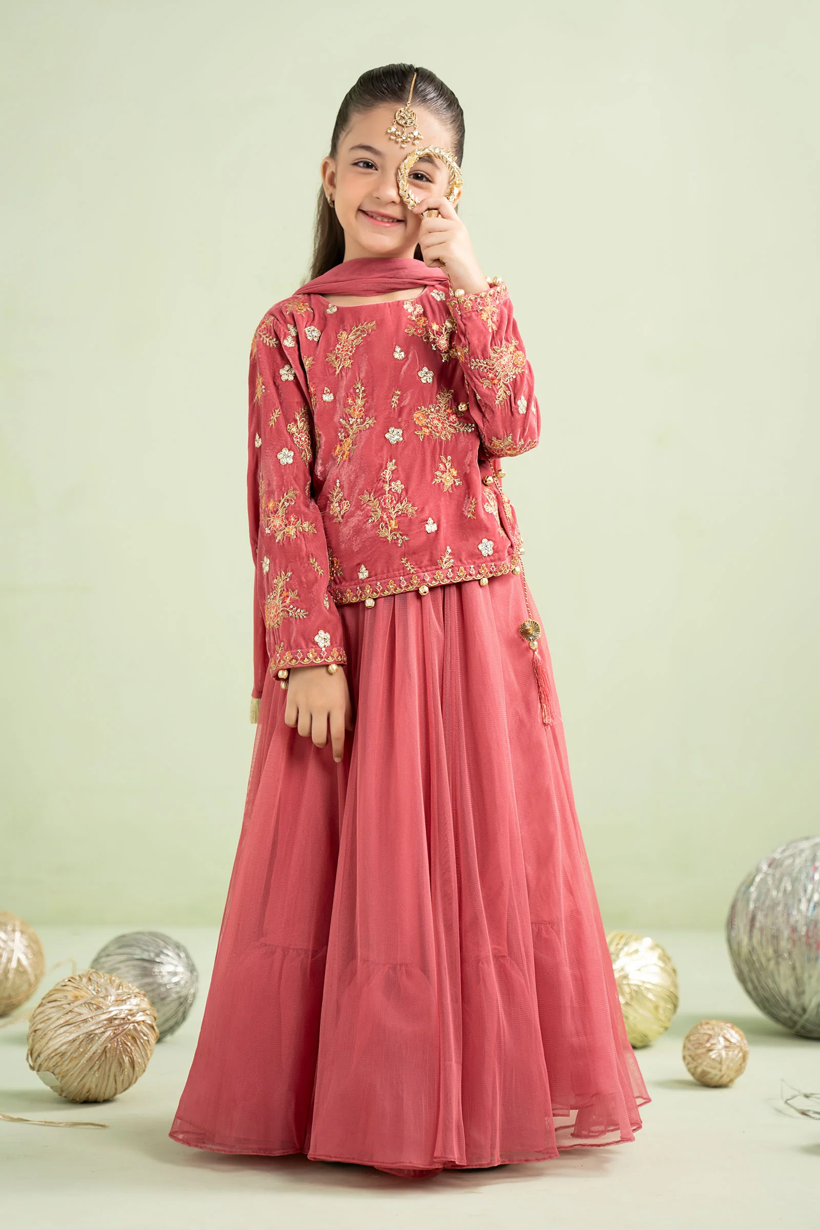 3 Piece Embroidered Velvet Suit
