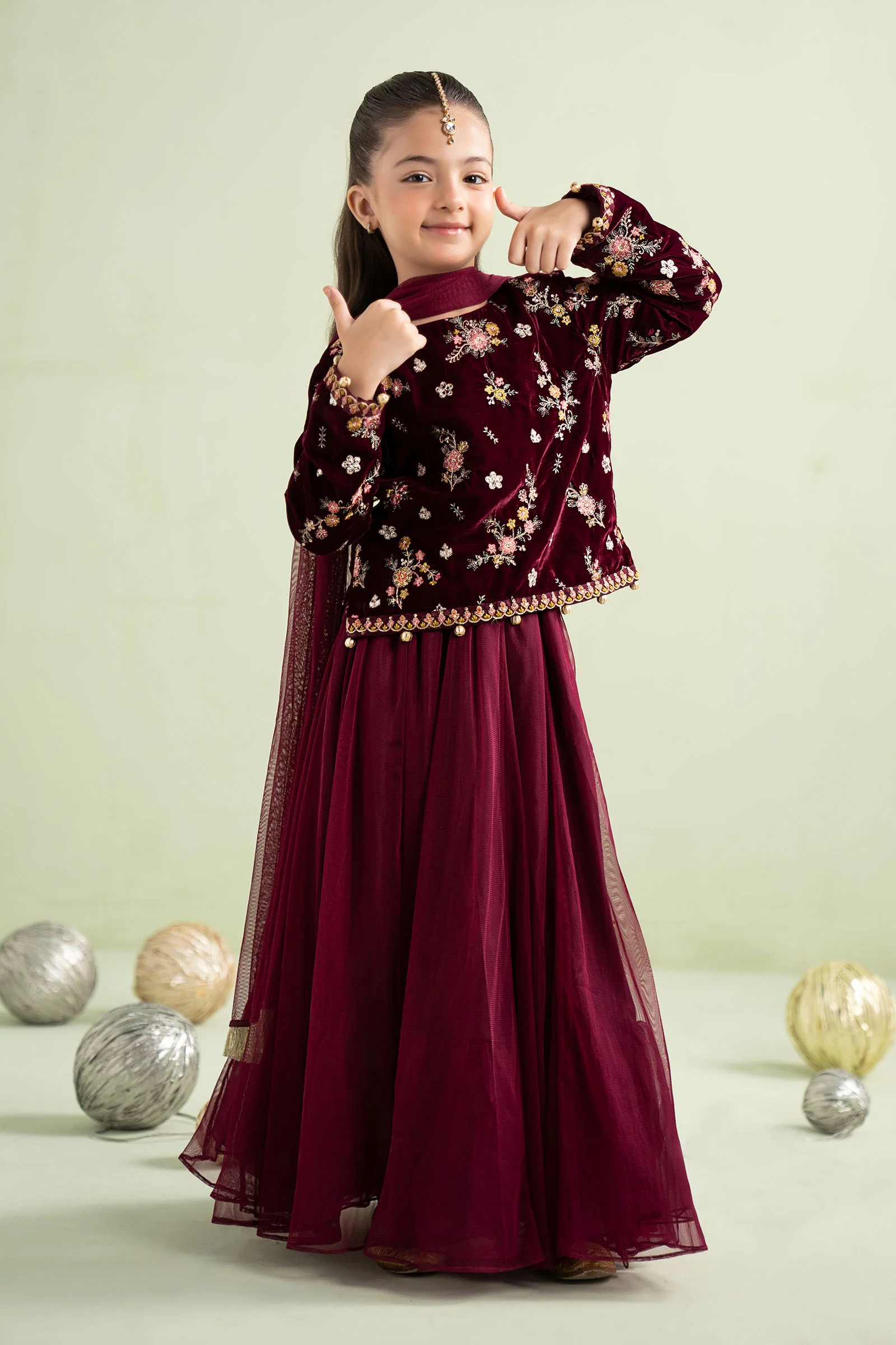 3 Piece Embroidered Velvet Suit