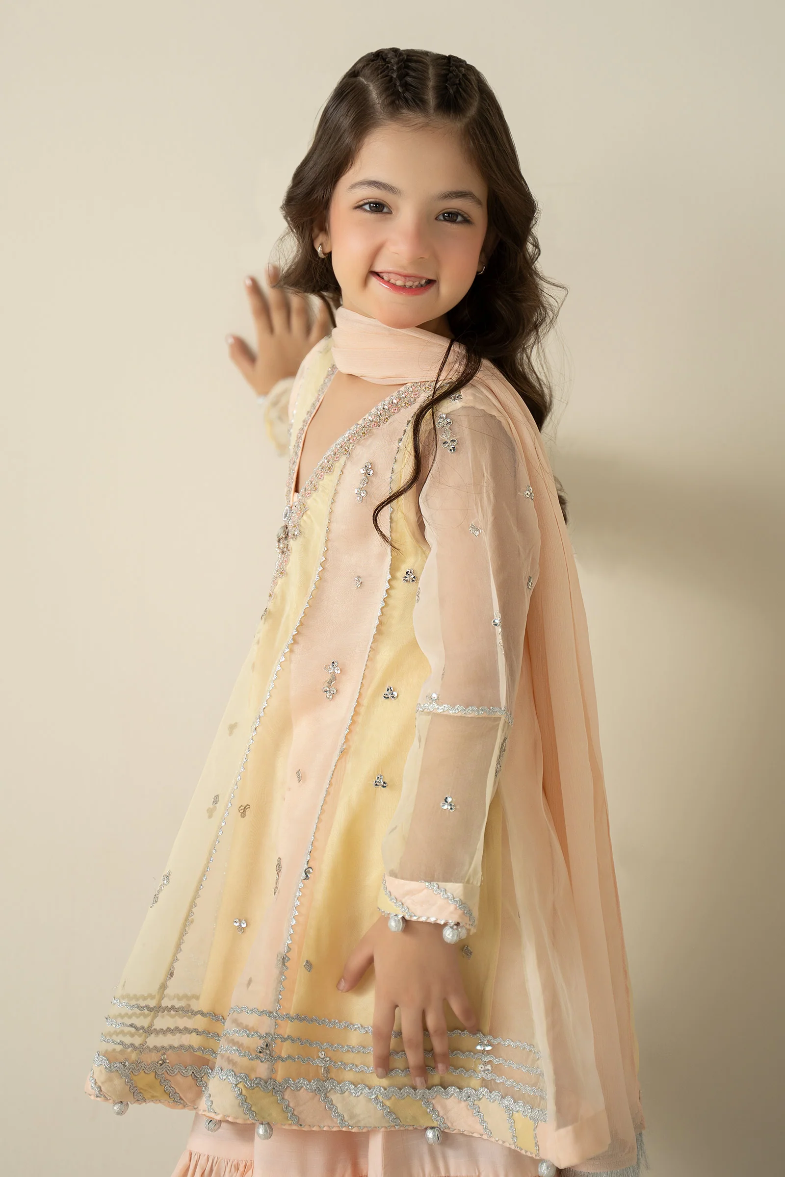 3 Piece Embroidered Organza Suit - Image 4