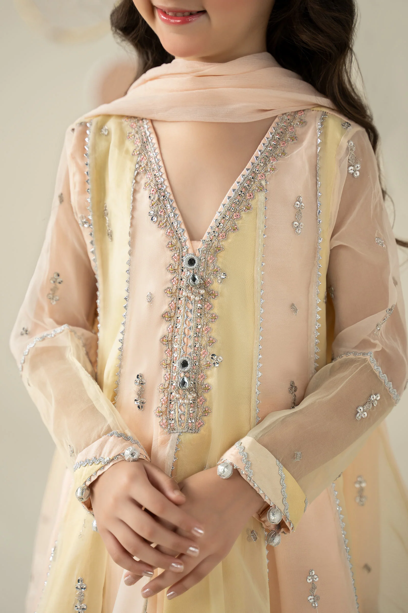 3 Piece Embroidered Organza Suit - Image 5