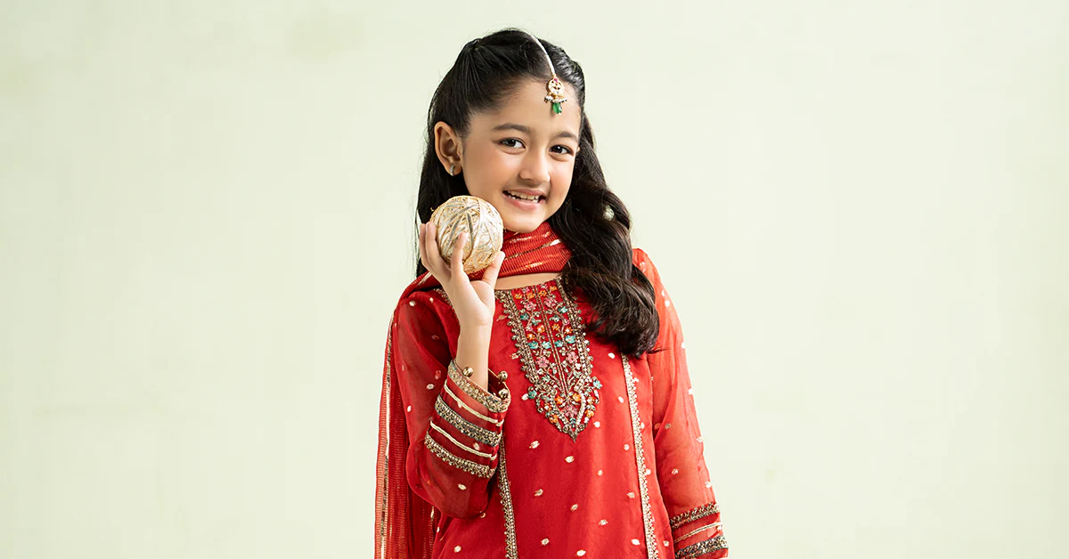 3 Piece Embroidered Lurex Organza Suit - Image 6
