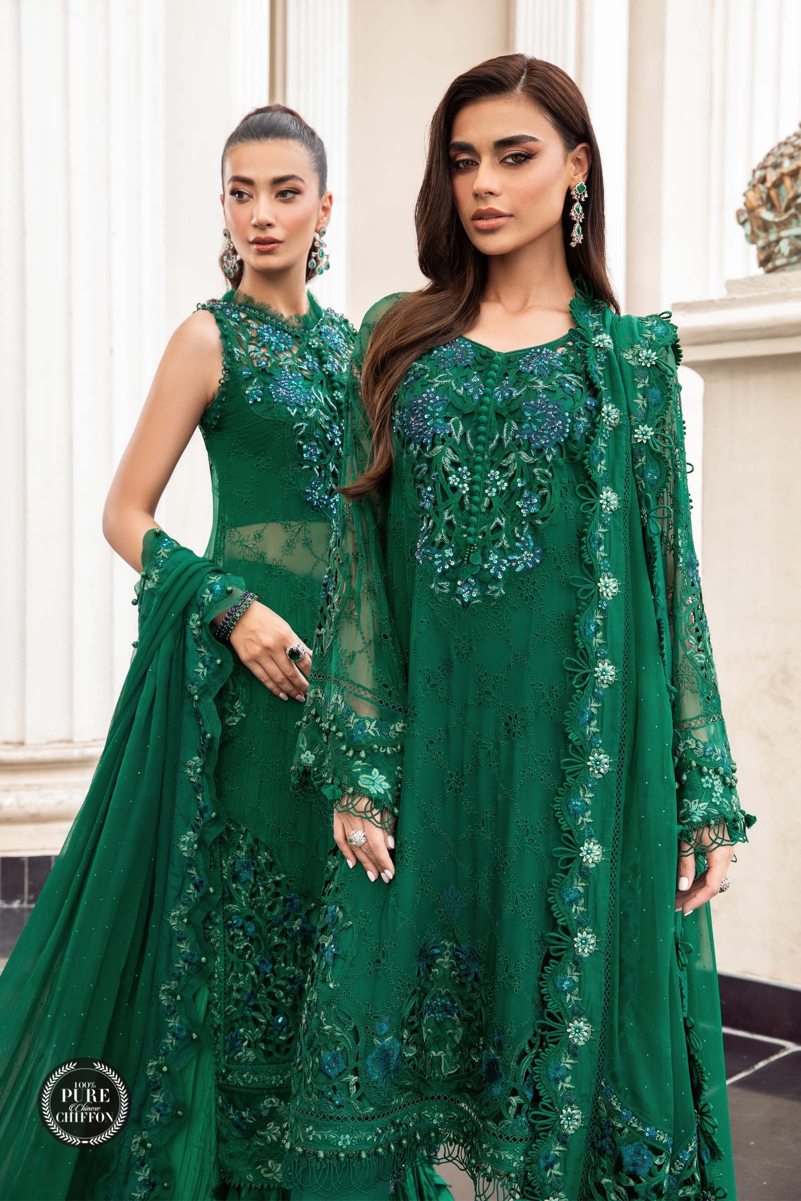 Unstitched Chiffon | MPC-23-108 Emerald Green - Image 4
