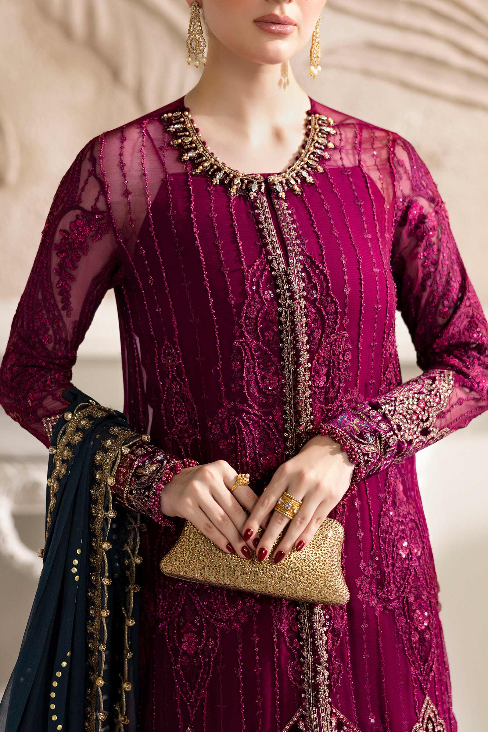 3 Piece Unstitched Embroidered Chiffon Suit | MPC-25-102 - Image 6