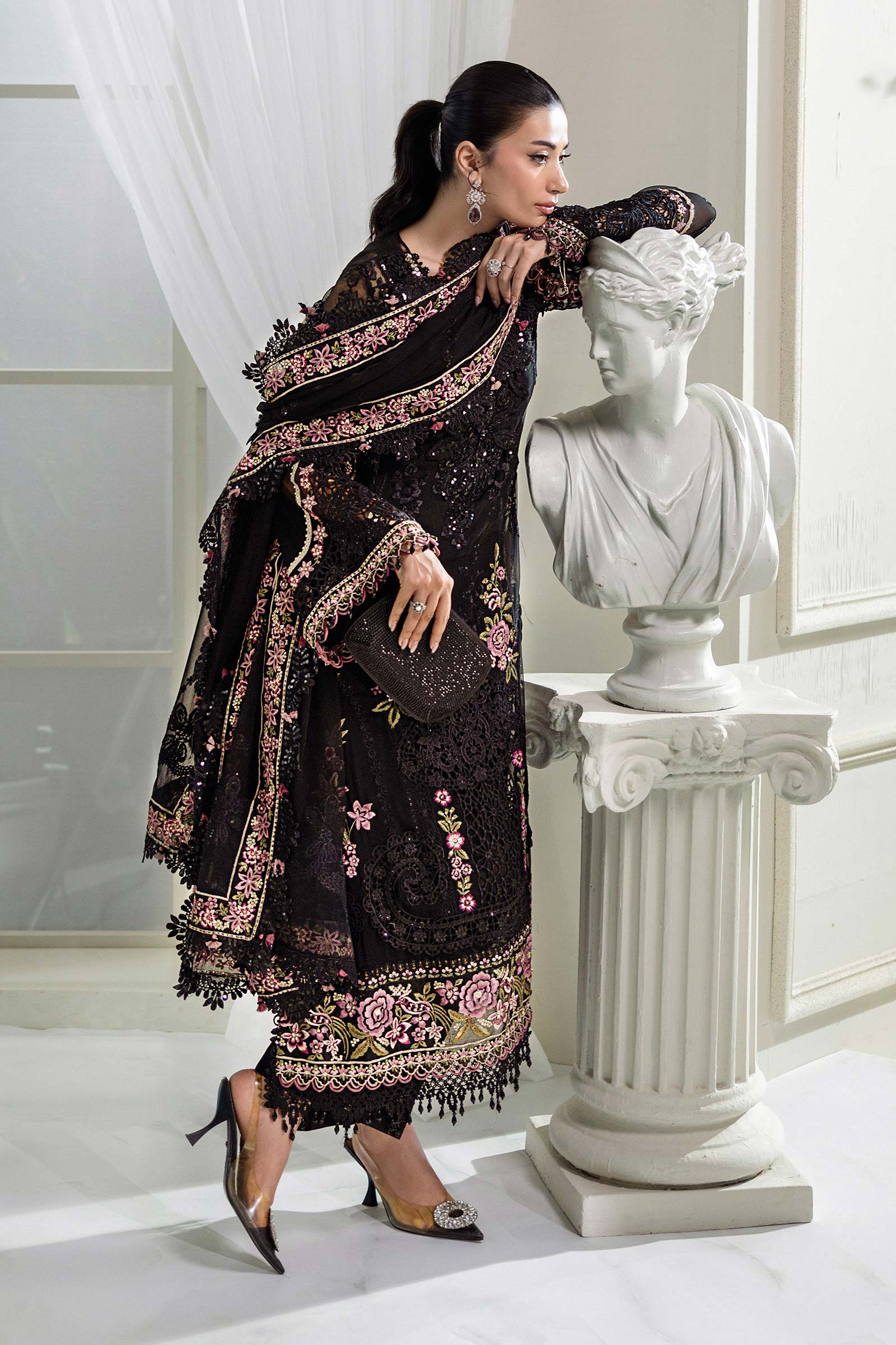 3 Piece Unstitched Embroidered Chiffon Suit | MPC-25-104 - Image 11