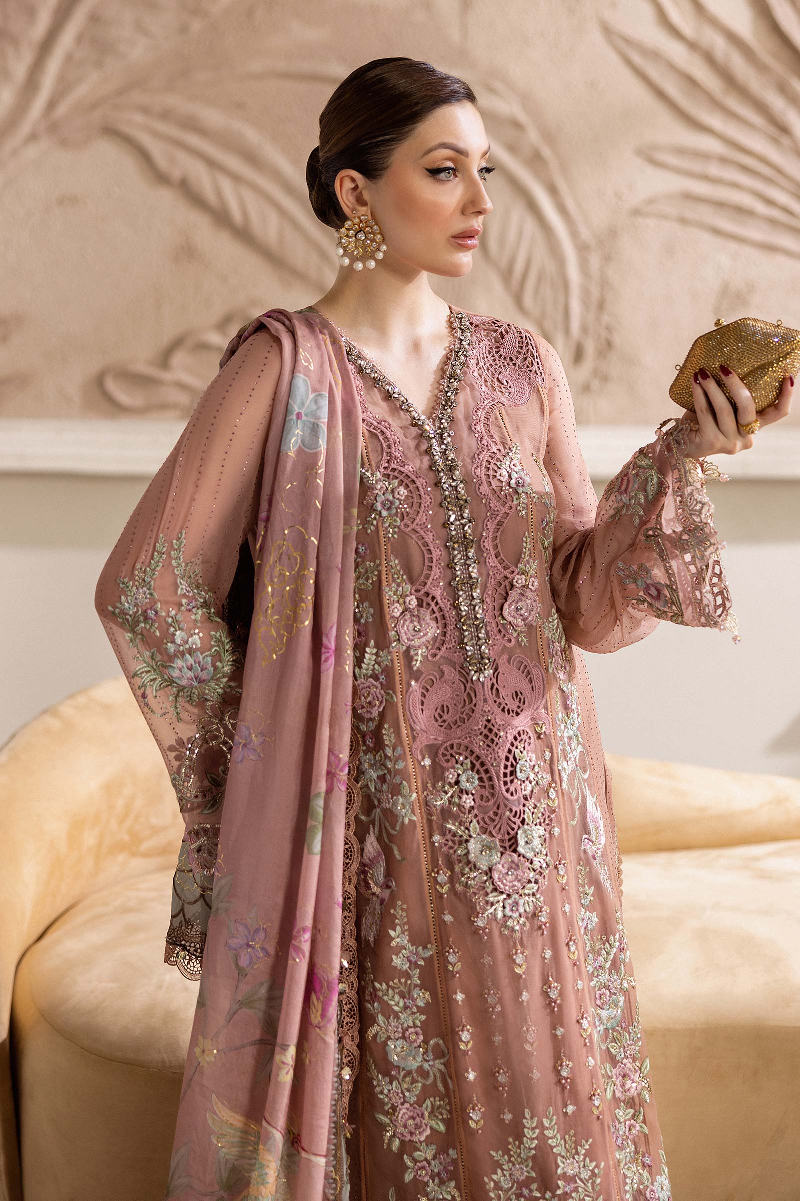 3 Piece Unstitched Embroidered Chiffon Suit | MPC-25-105 - Image 2