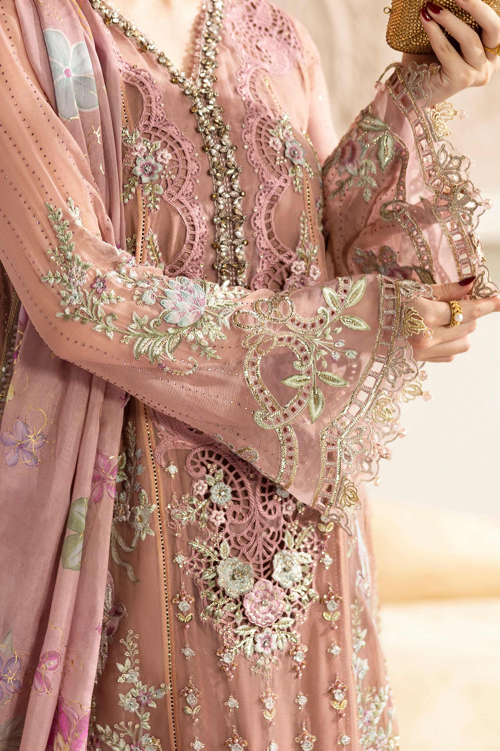 3 Piece Unstitched Embroidered Chiffon Suit | MPC-25-105 - Image 5