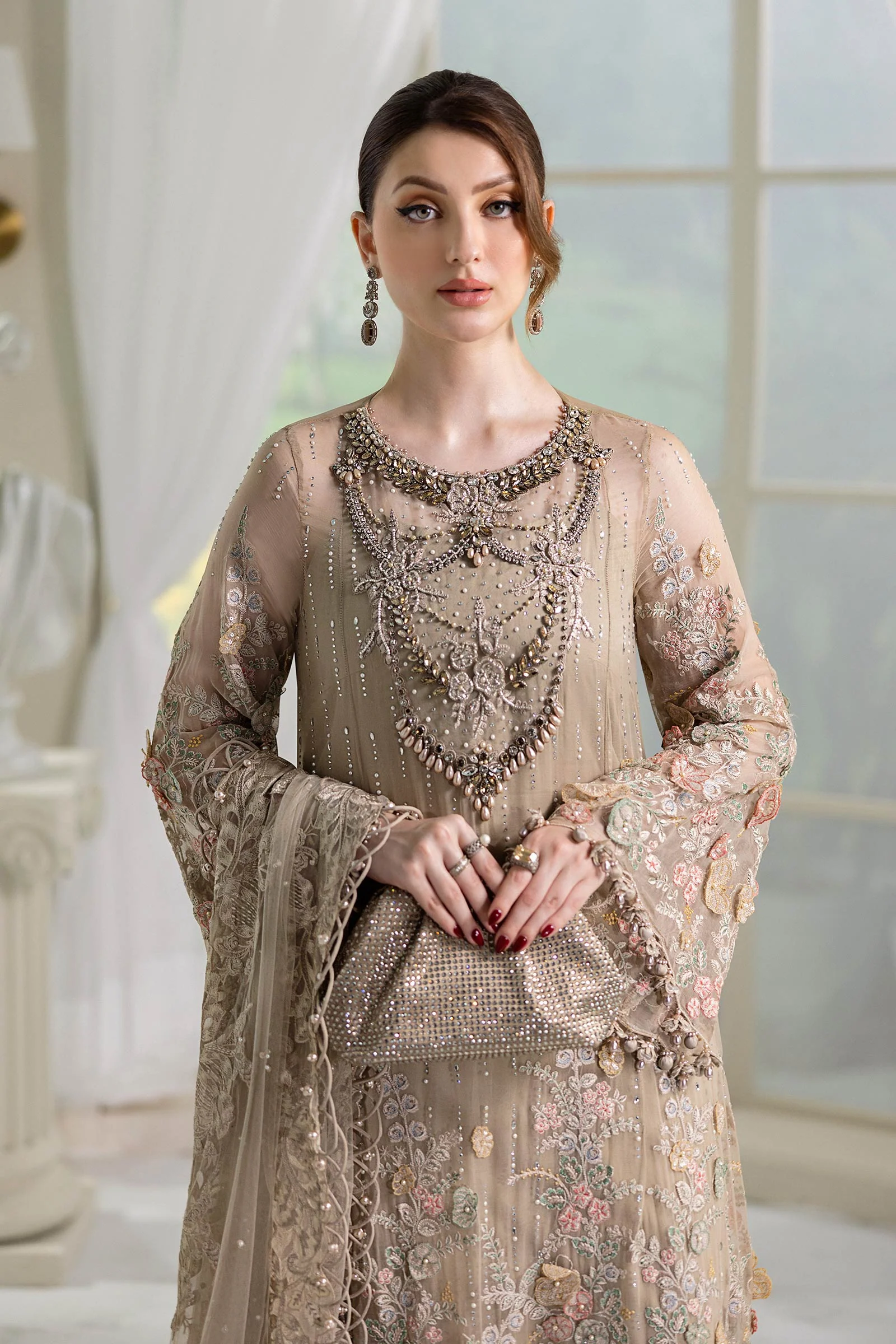 3 Piece Unstitched Embroidered Chiffon Suit | MPC-25-107 - Image 3