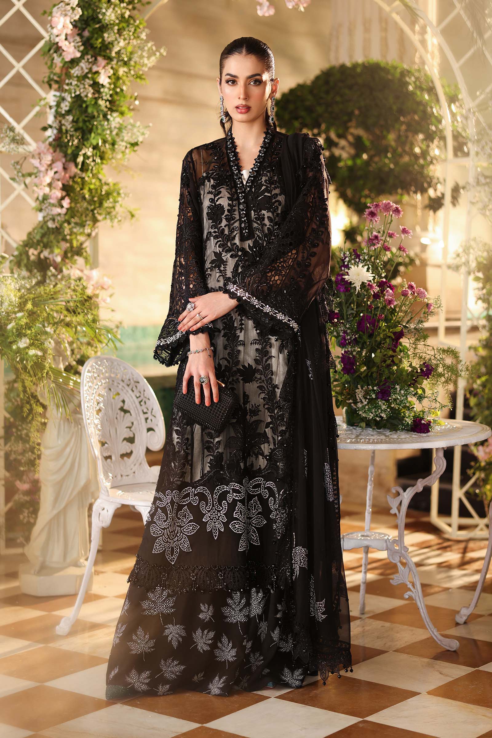 3 Piece Unstitched Embroidered Chiffon Suit - Image 2