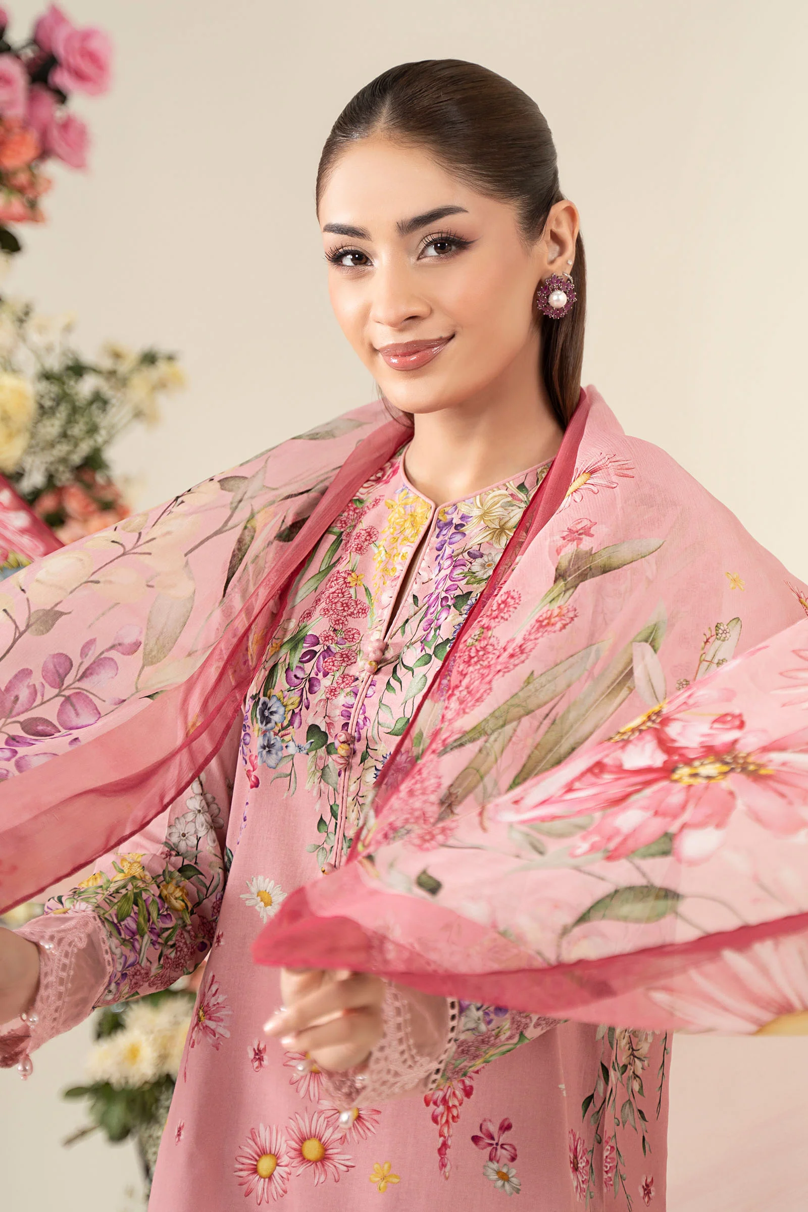 3 Piece Embroidered Lawn Suit | MPS-2603-B - Image 2