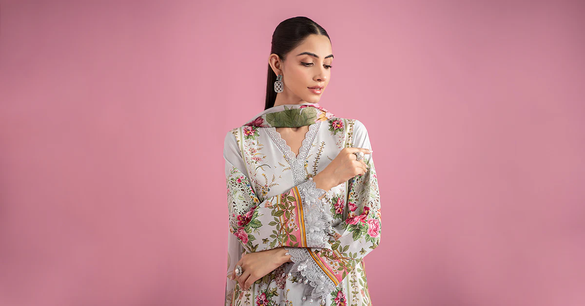 3 Piece Embroidered Lawn Suit | MPS-2605-B - Image 8