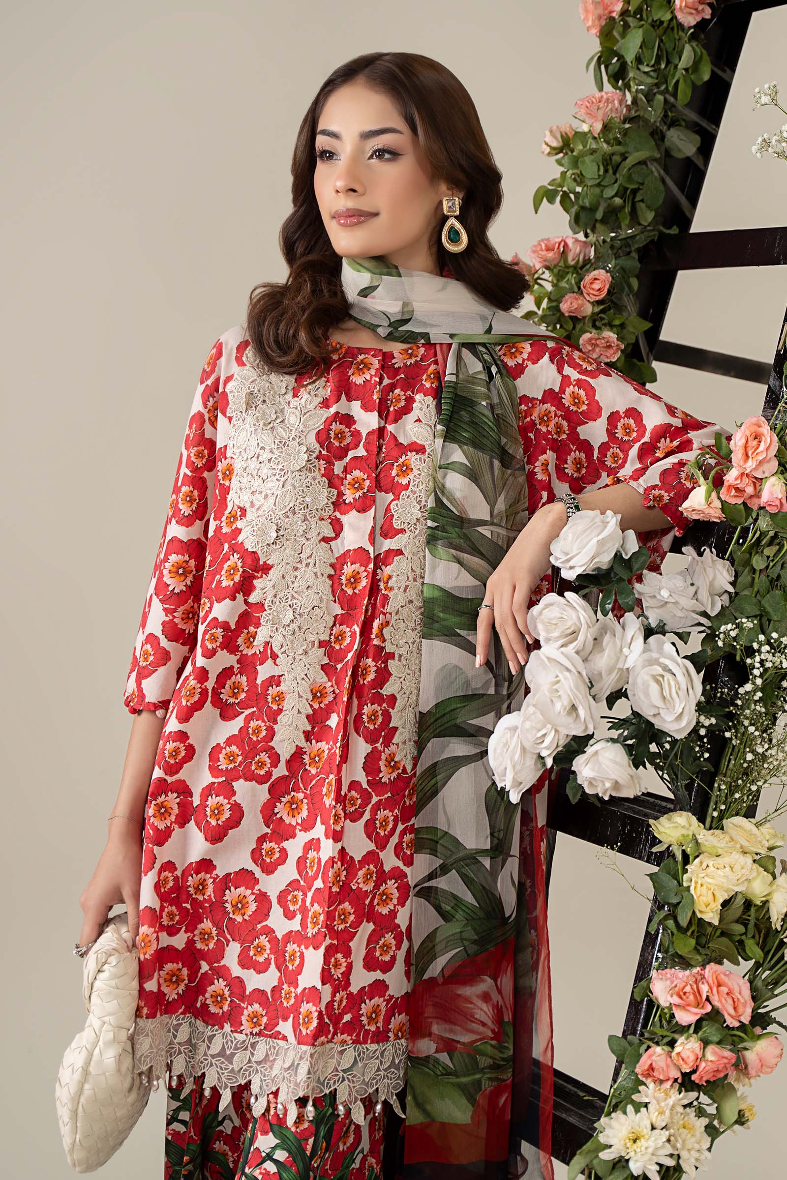 3 Piece Embroidered Lawn Suit | MPS-2606-B - Image 5