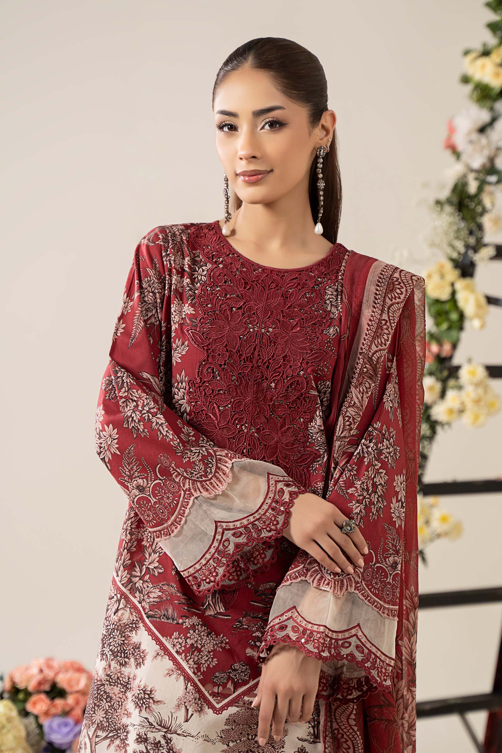 3 Piece Embroidered Lawn Suit | MPS-2608-A - Image 2