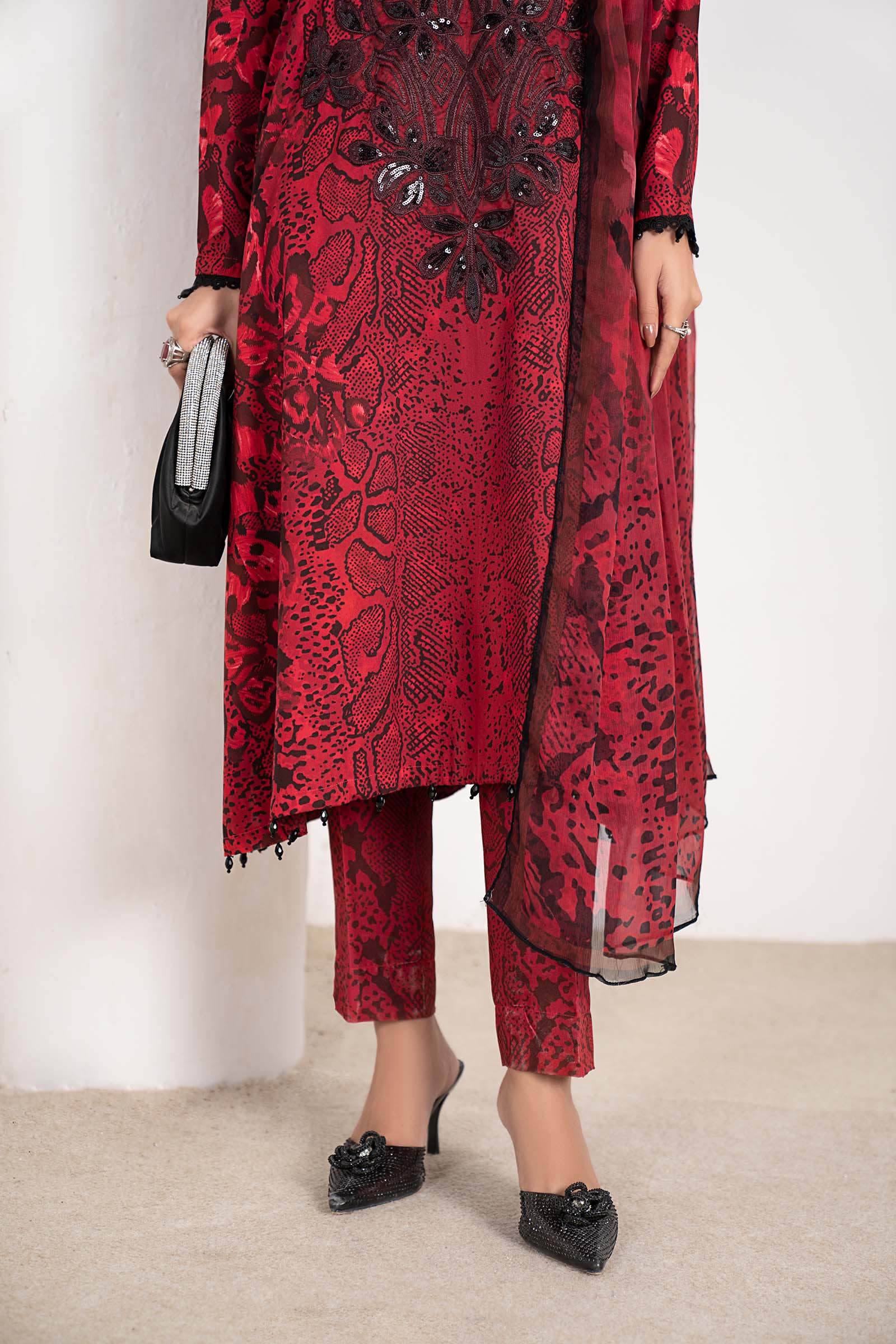 3 Piece Embroidered Linen Suit - Image 4
