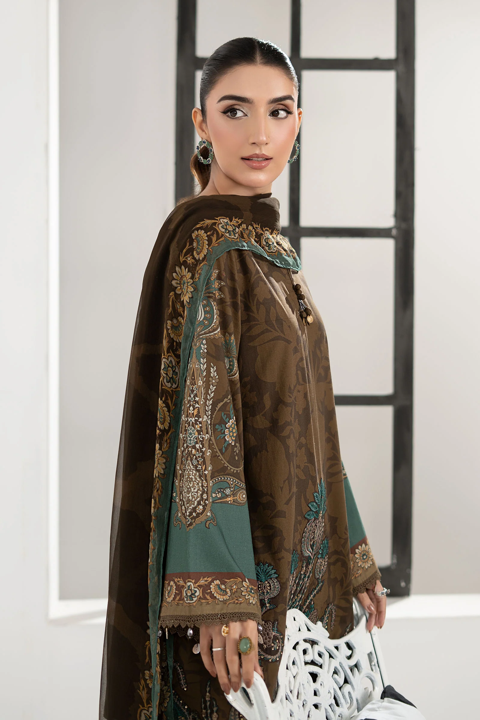 3 Piece Embroidered Cambric Suit - Image 3