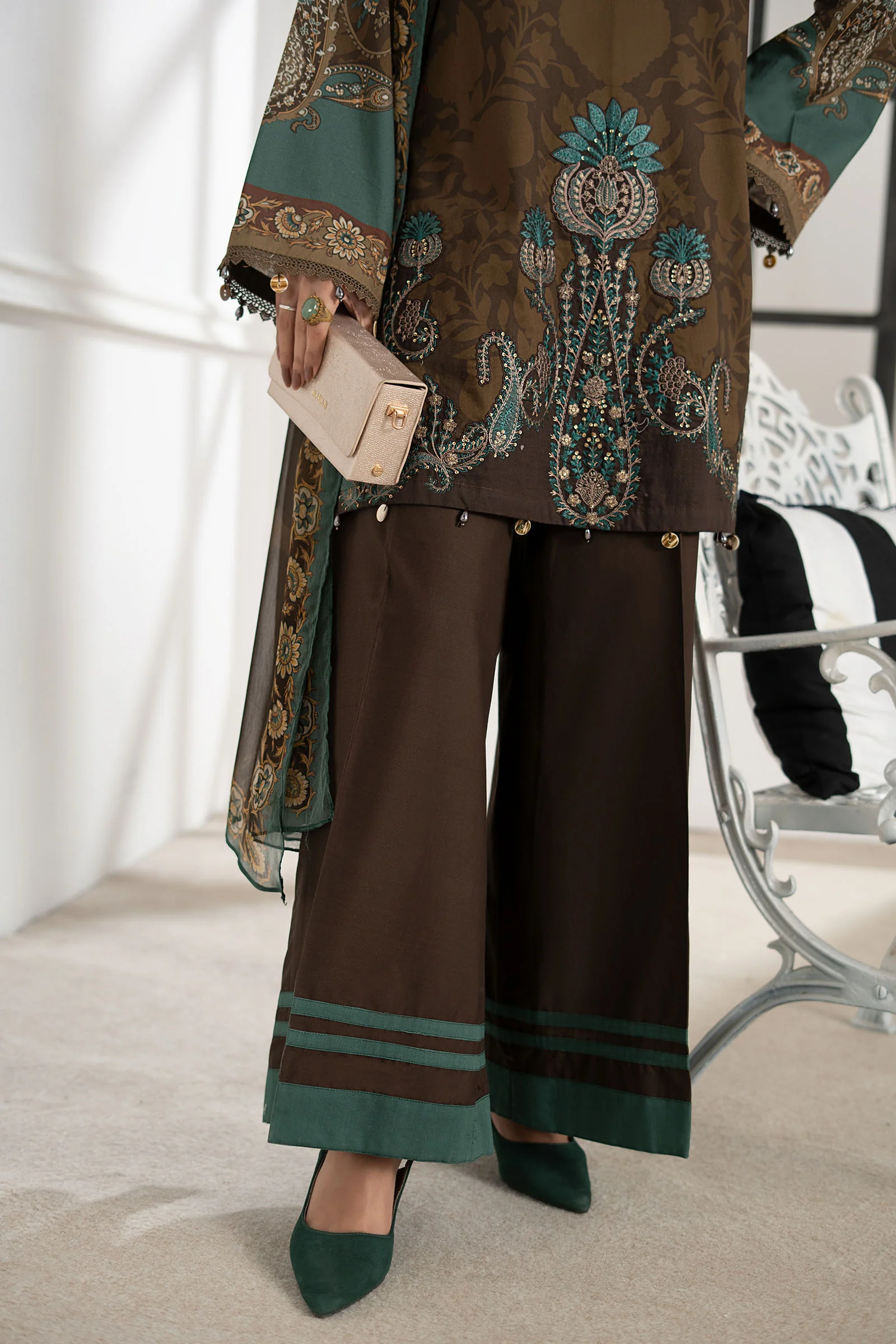 3 Piece Embroidered Cambric Suit - Image 6