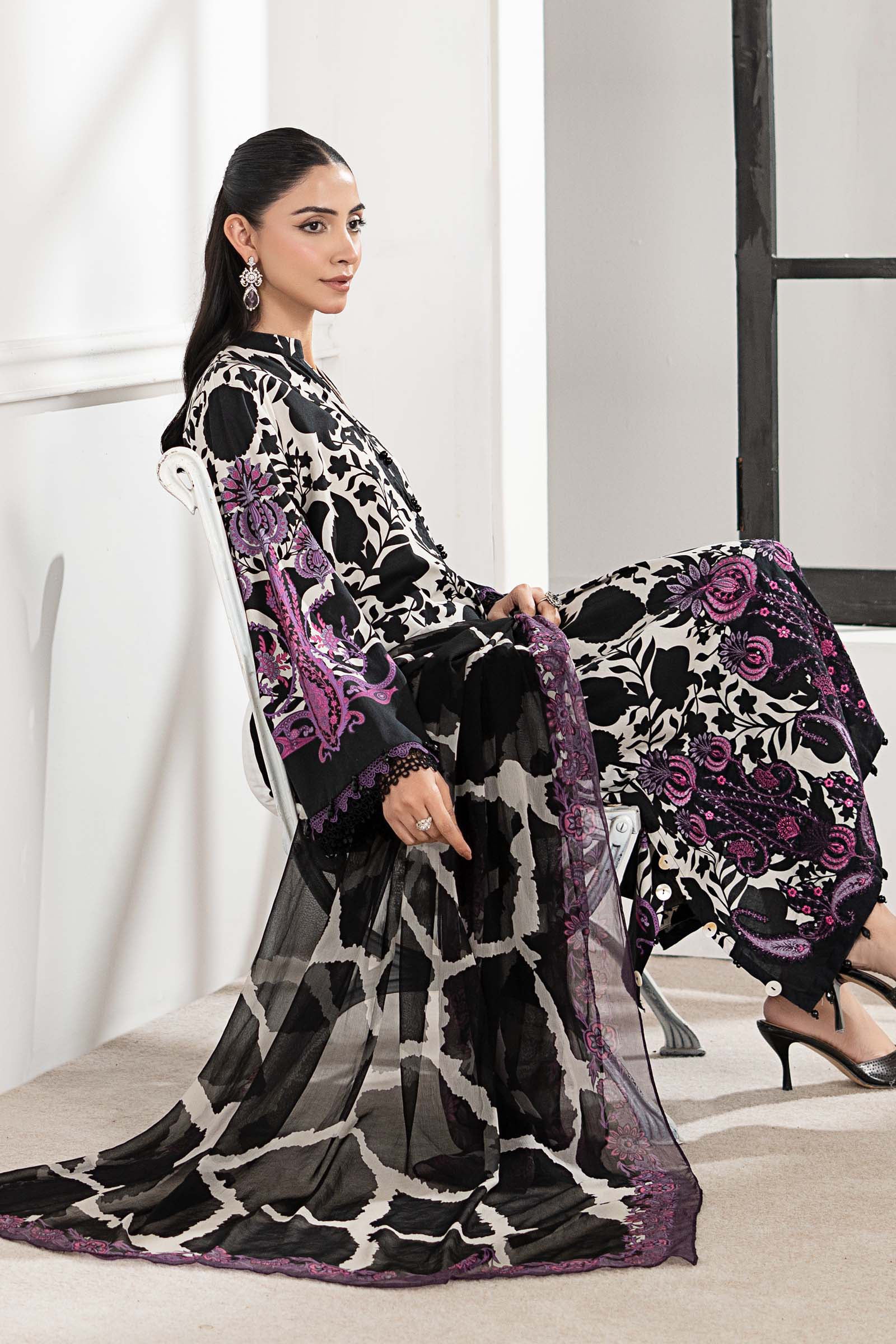 3 Piece Embroidered Cambric Suit - Image 3