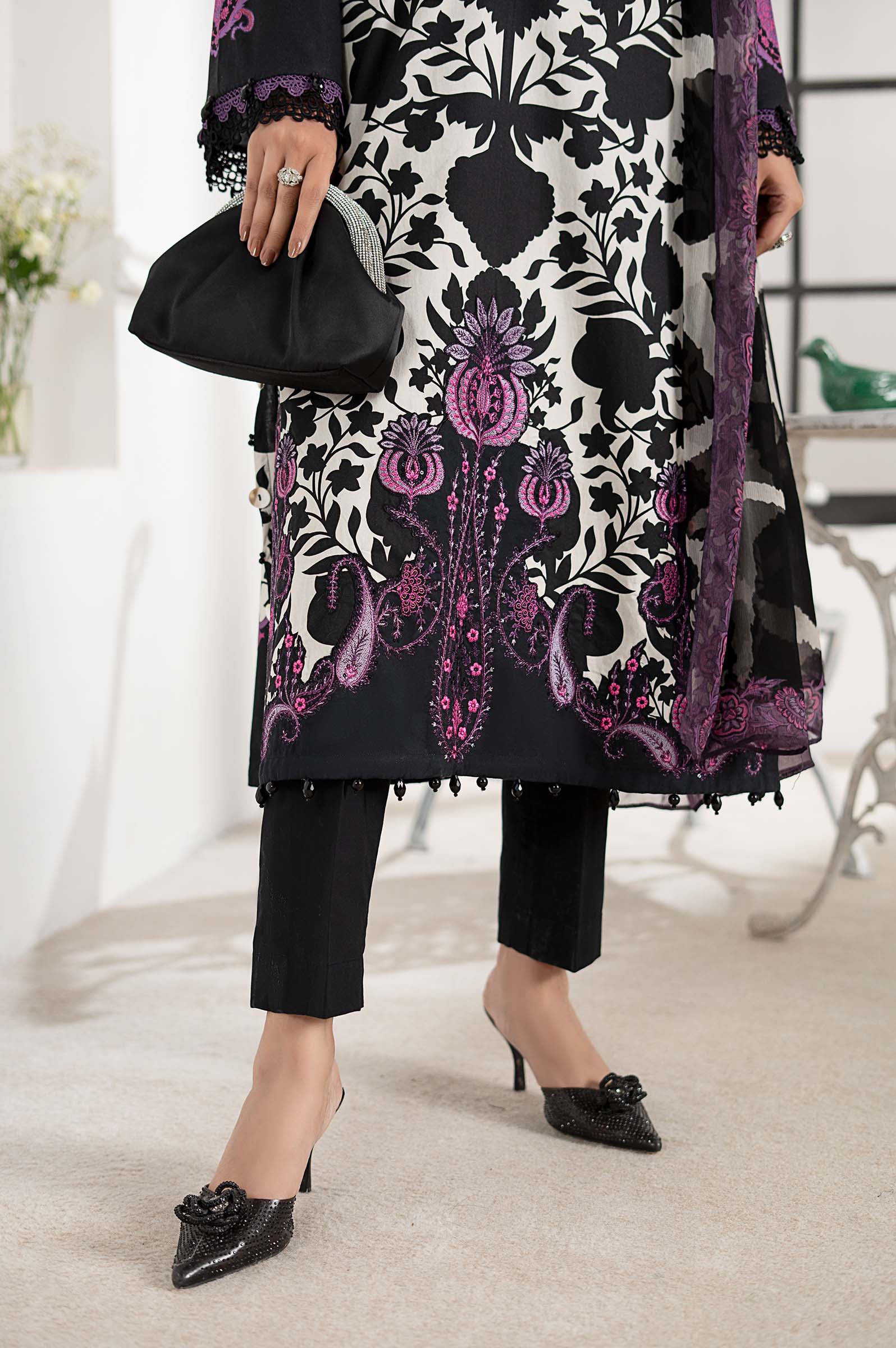 3 Piece Embroidered Cambric Suit - Image 6