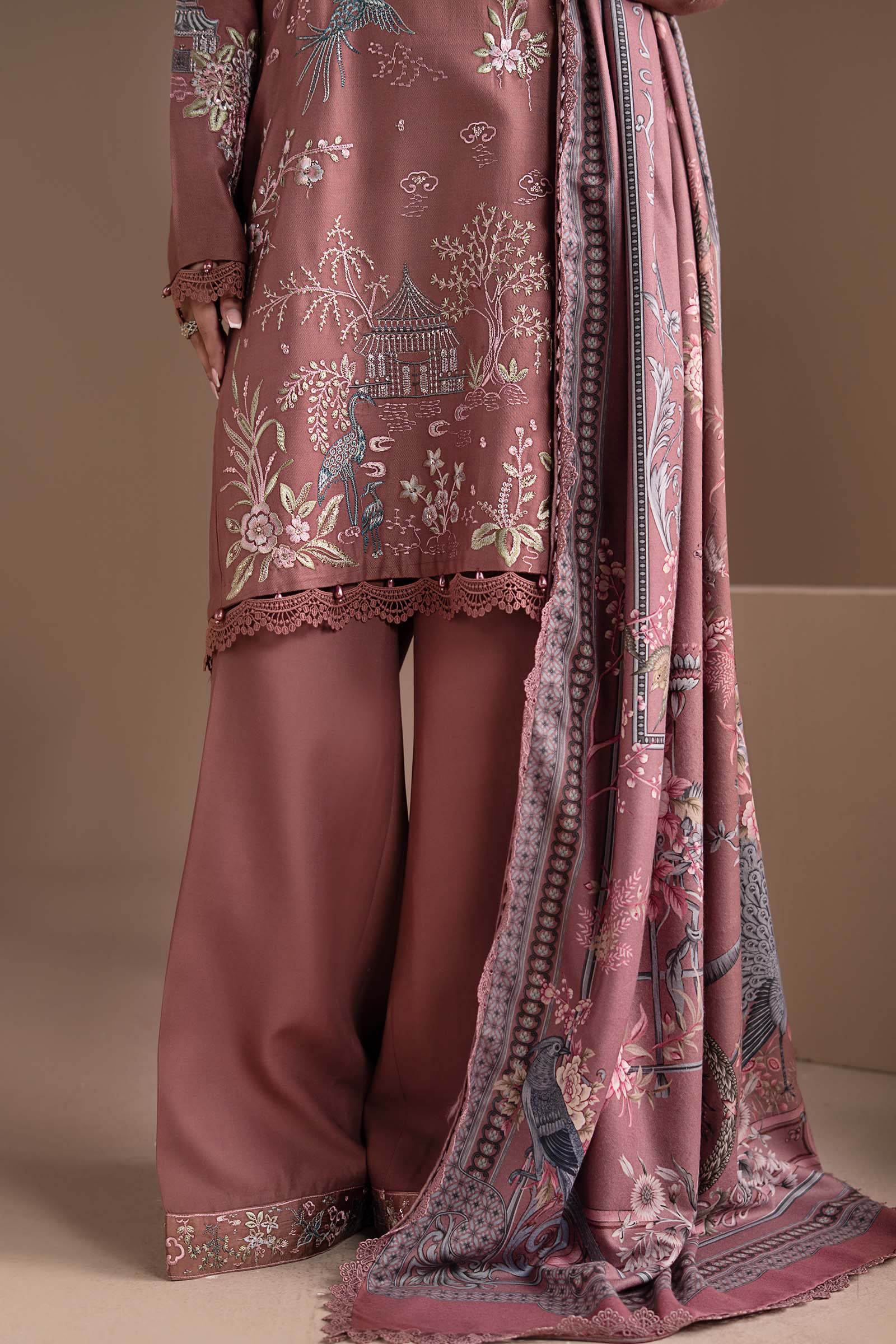 3 Piece Embroidered Twill Linen Suit - Image 4