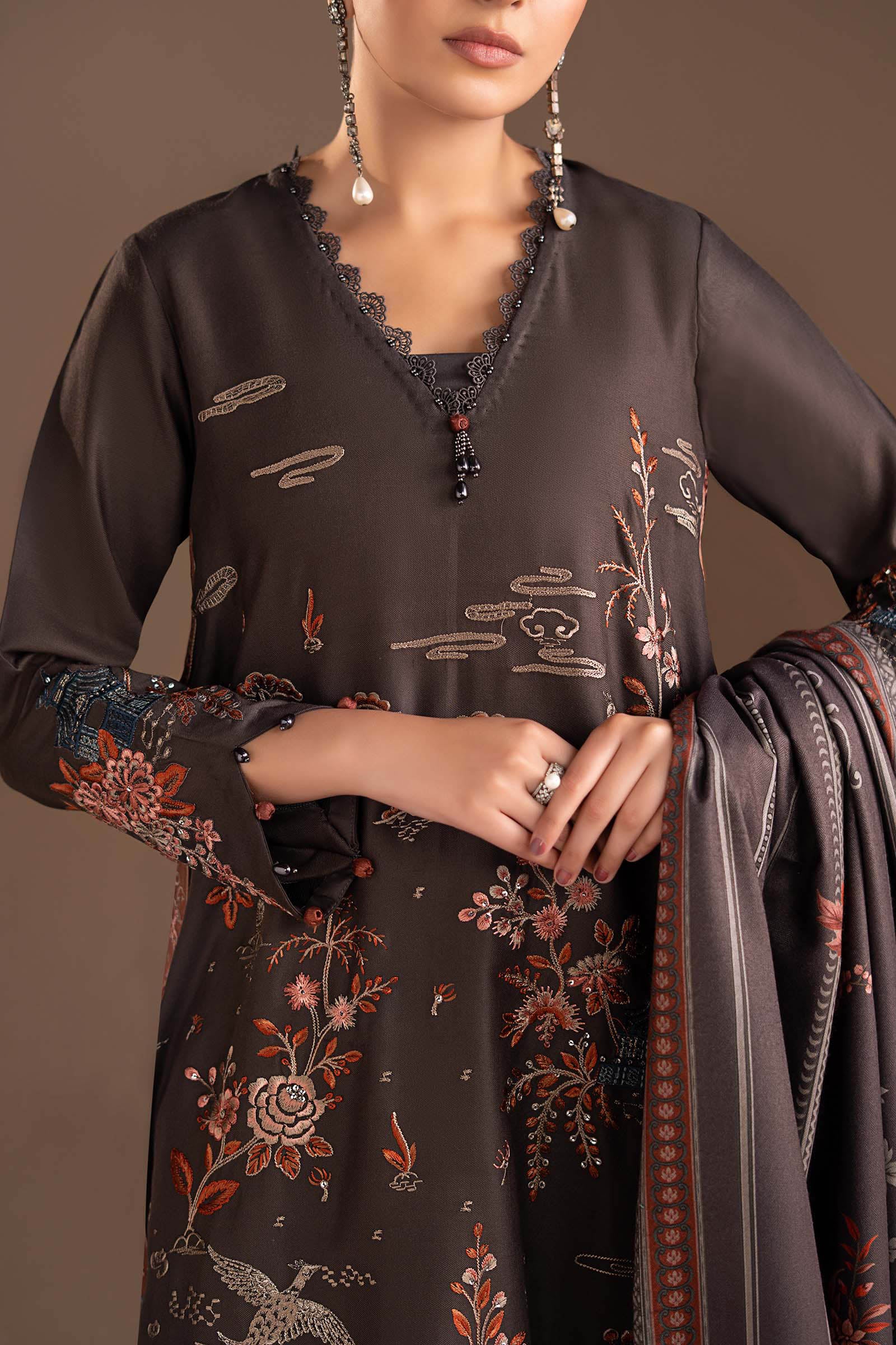3 Piece Embroidered Twill Linen Suit - Image 4