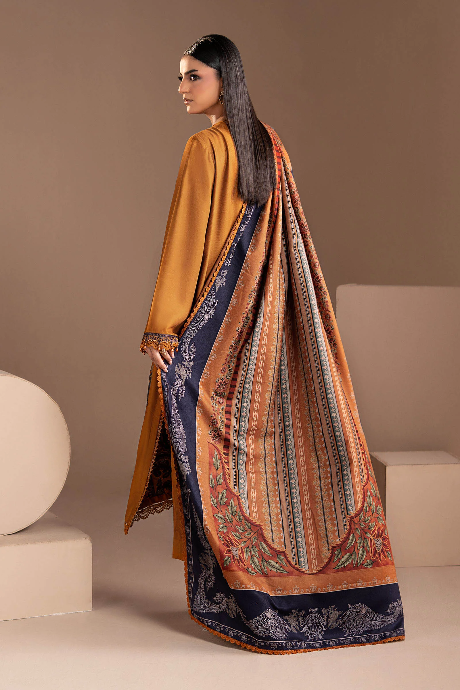 3 Piece Embroidered Twill Linen Suit - Image 10