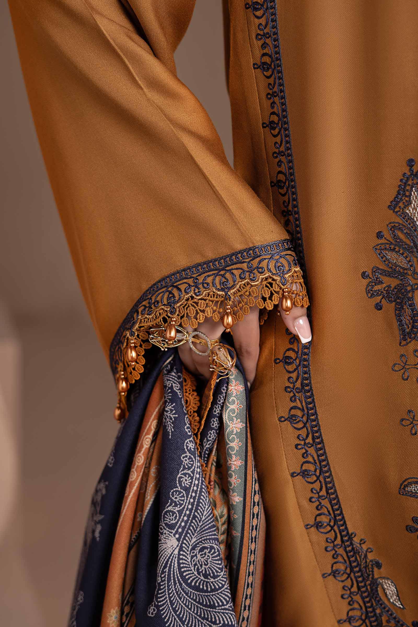 3 Piece Embroidered Twill Linen Suit - Image 4