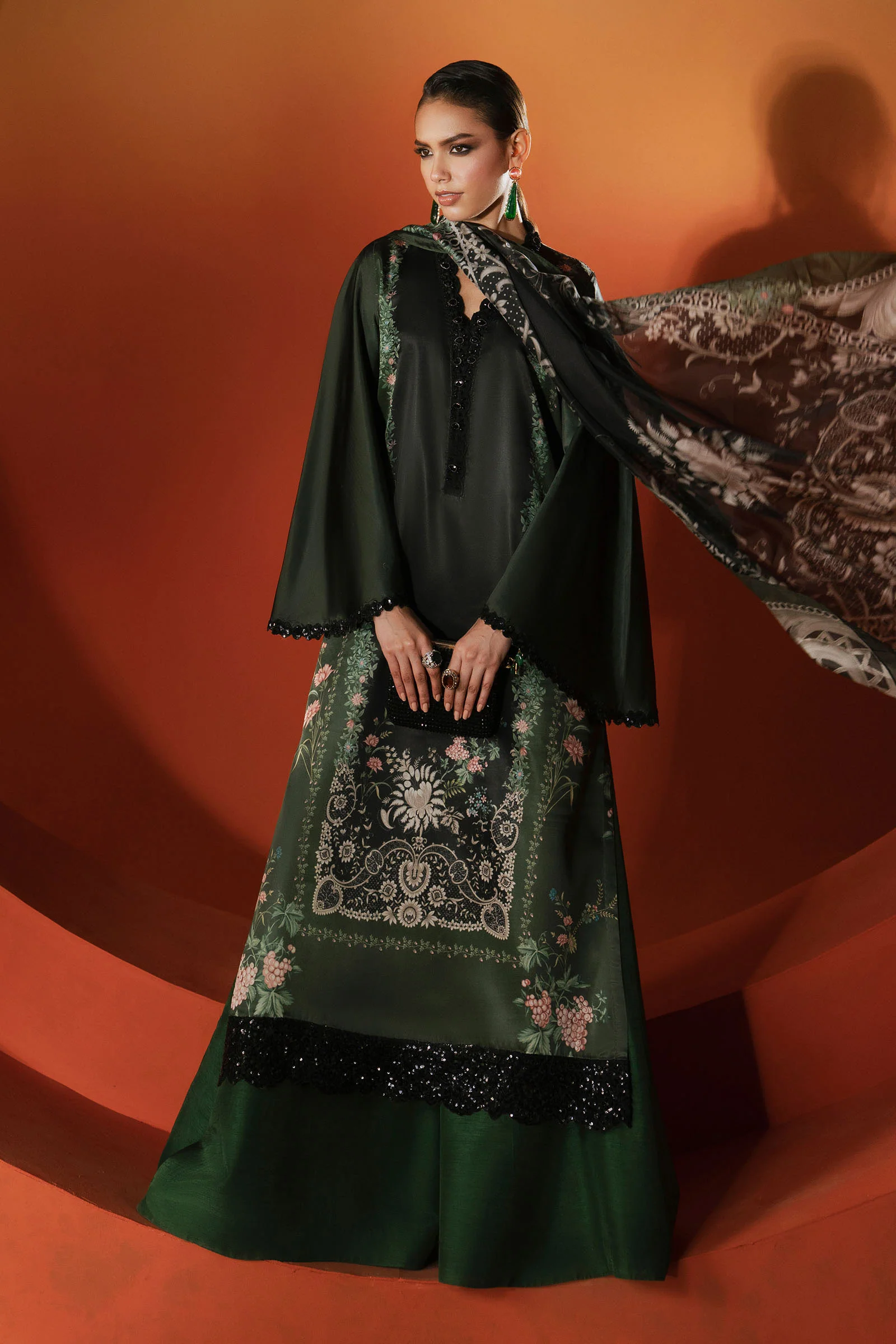 3 Piece Embroidered Satin Silk Suit - Image 16